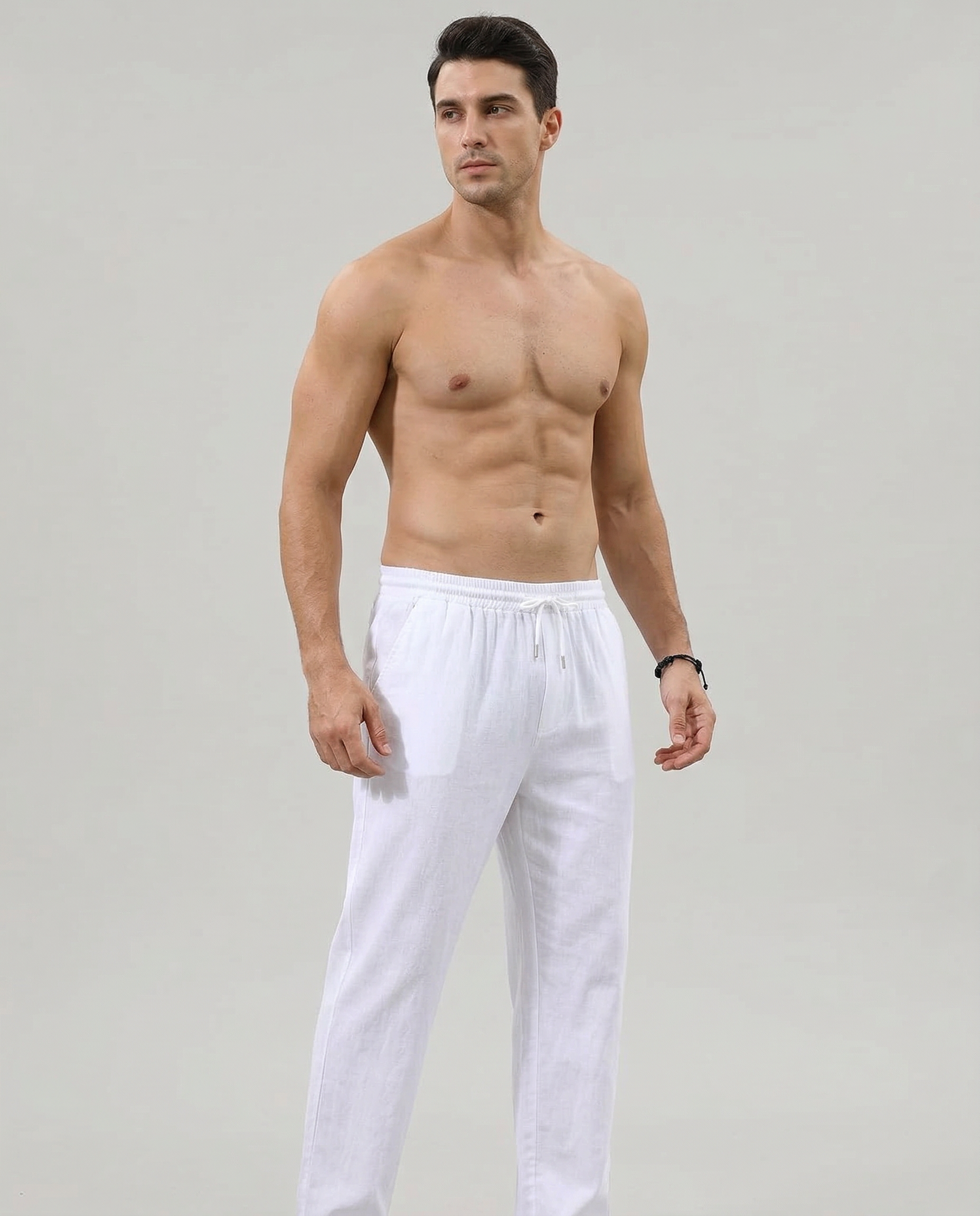 Casual Pants – Breathable Cotton Linen Drawstring Joggers — side view