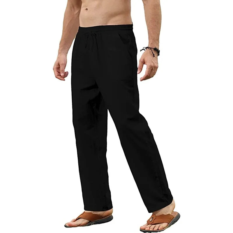 Casual Pants – Breathable Cotton Linen Drawstring Joggers — styling detail