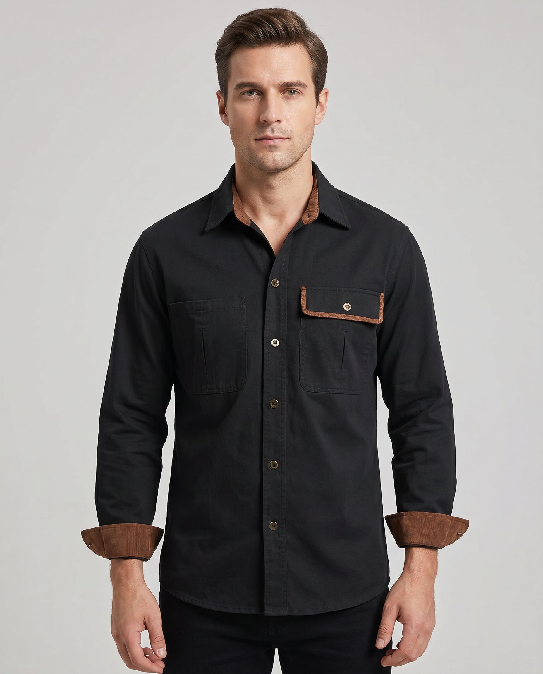Casual Trendy Long Sleeve Shirt for Men — detail view