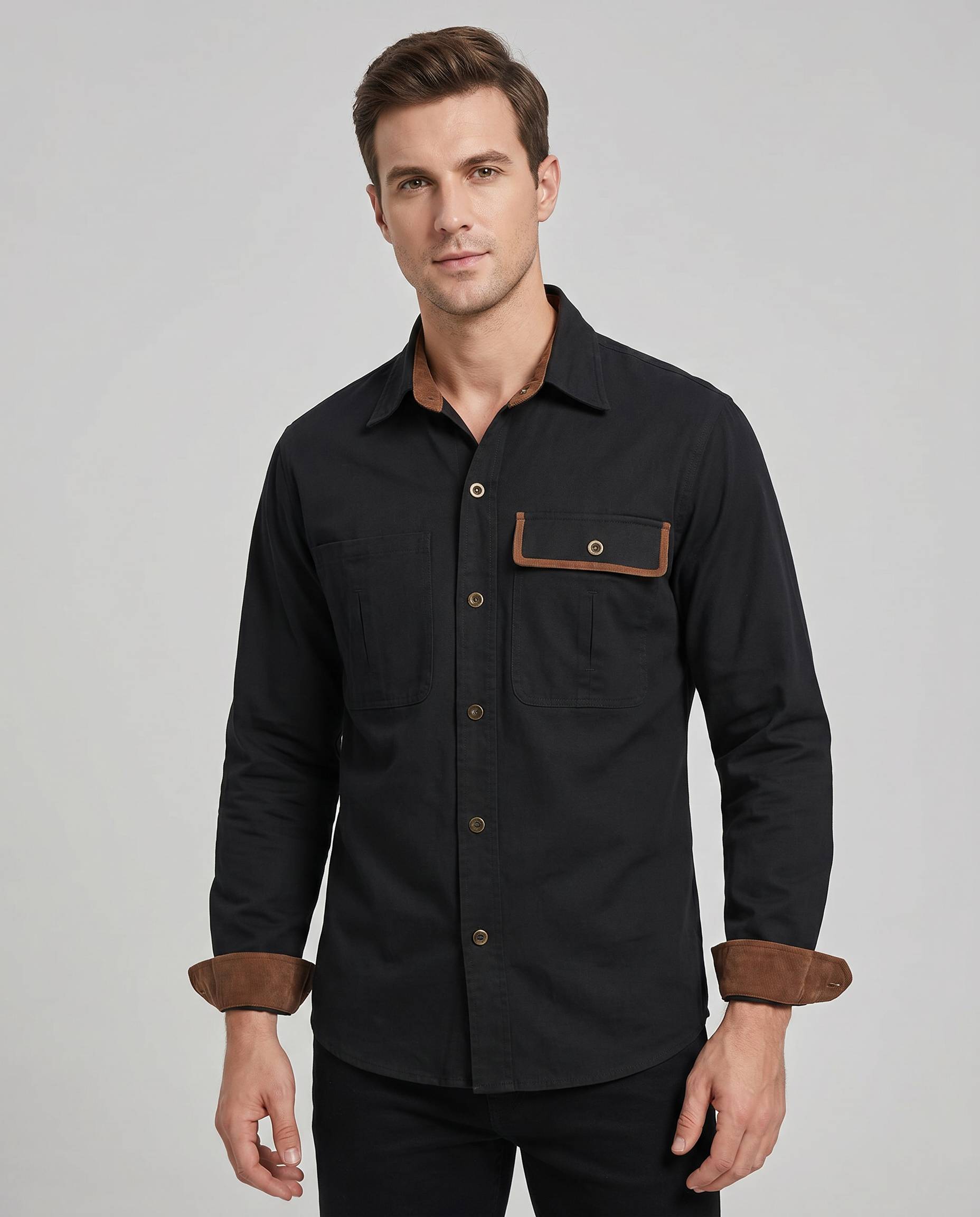 Casual Trendy Long Sleeve Shirt for Men — side view