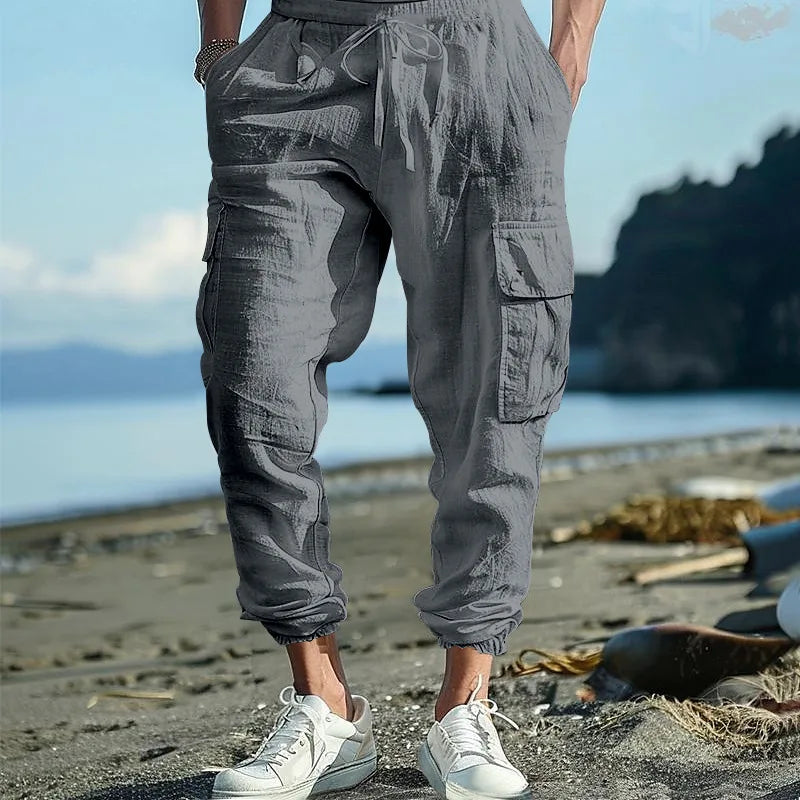 Casual Trousers – Comfortable Multi-Pocket Drawstring Design — alternative angle