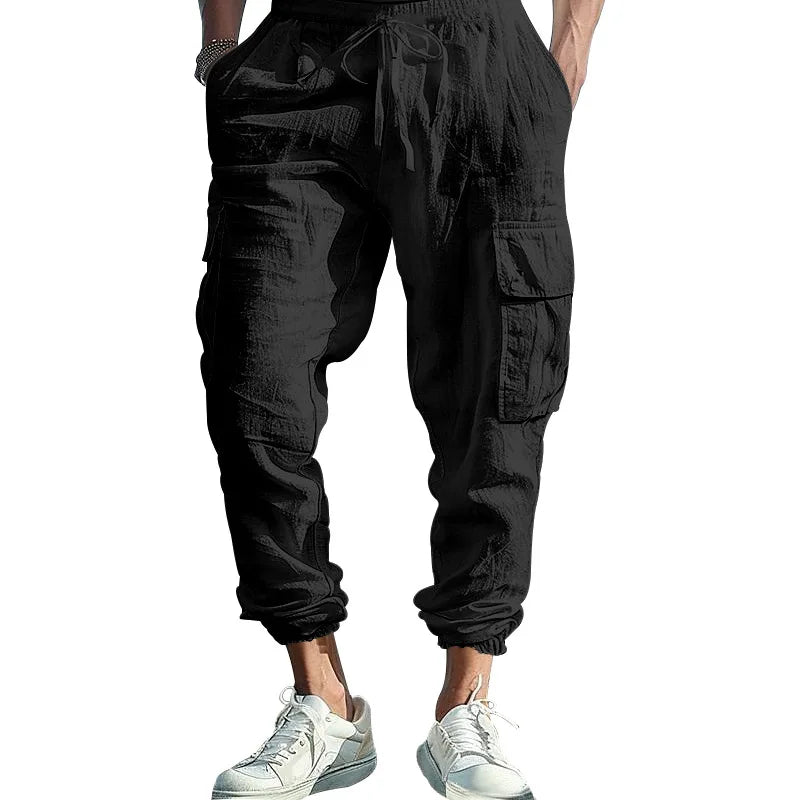 Casual Trousers – Comfortable Multi-Pocket Drawstring Design — detail view