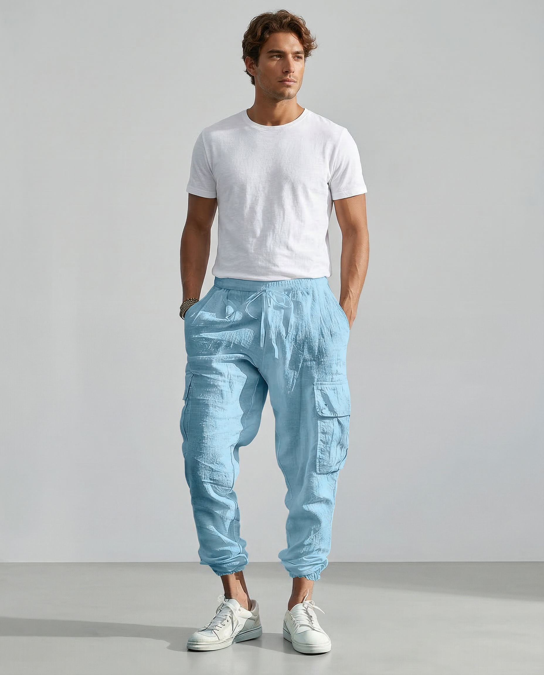 Casual Trousers – Comfortable Multi-Pocket Drawstring Design