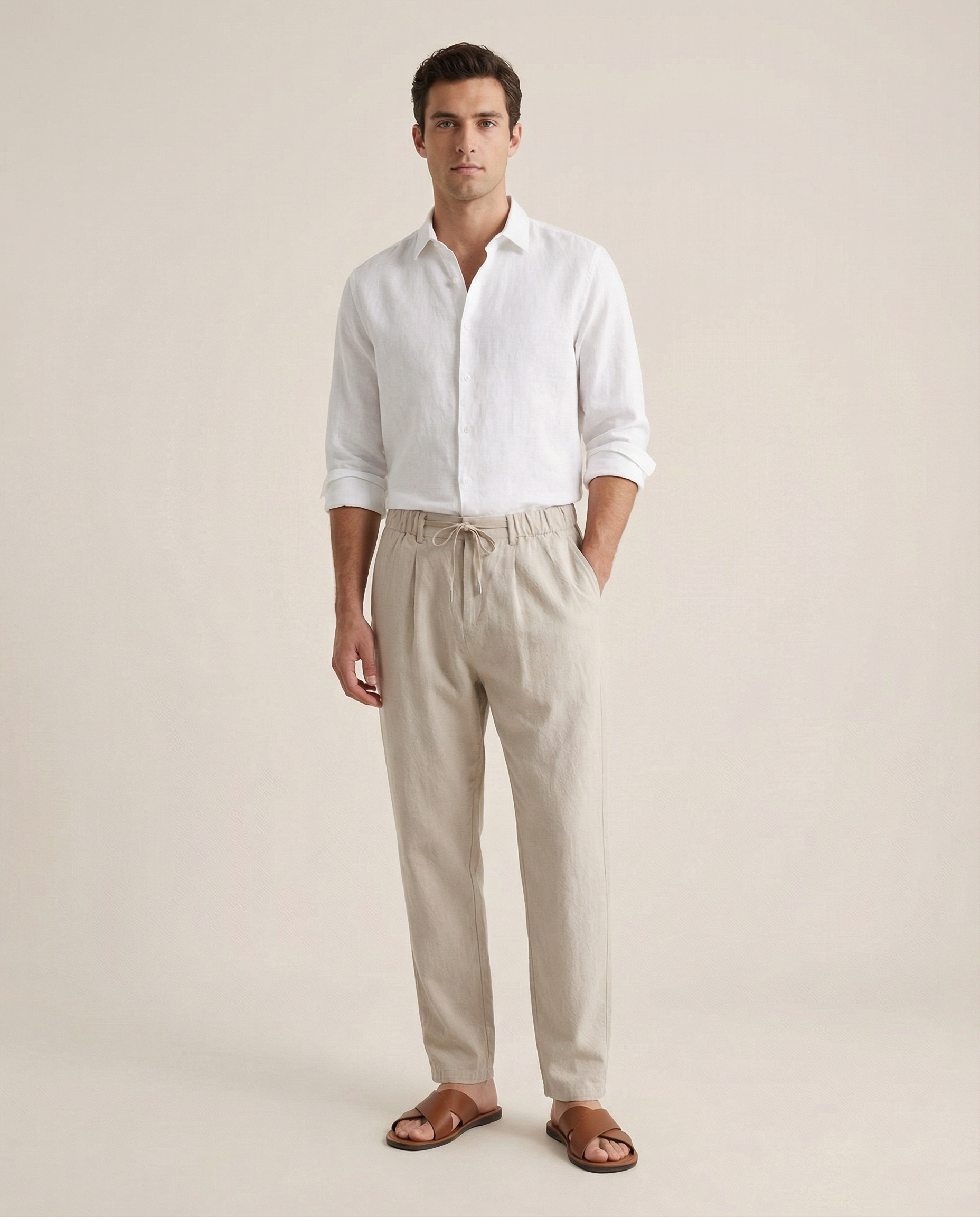 Casual Trousers – Lightweight Breathable Linen Pants — back view