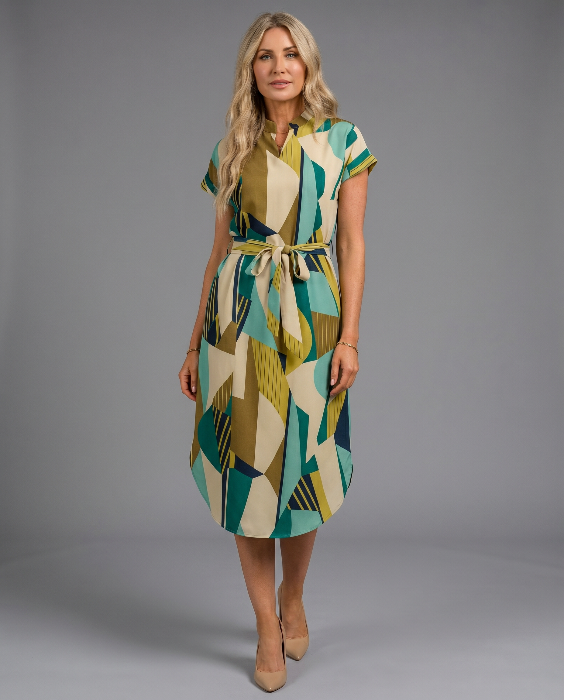 Casual V-Neck Short Sleeve T-Shirt Midi Dress for Everyday
