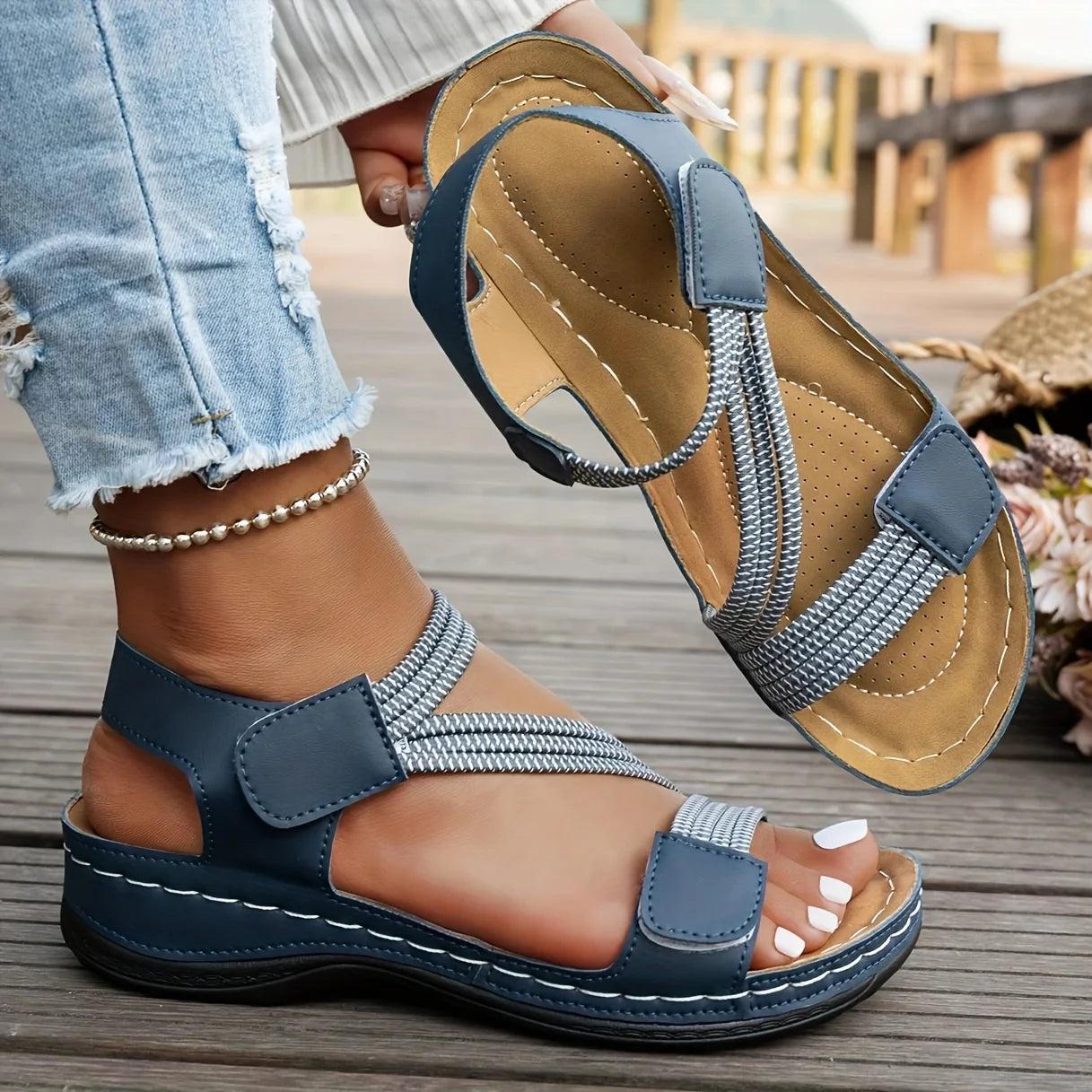 Casual Wedge Sandals for Women – Comfortable Open-Toe Design for Beach Outings — styling detail
