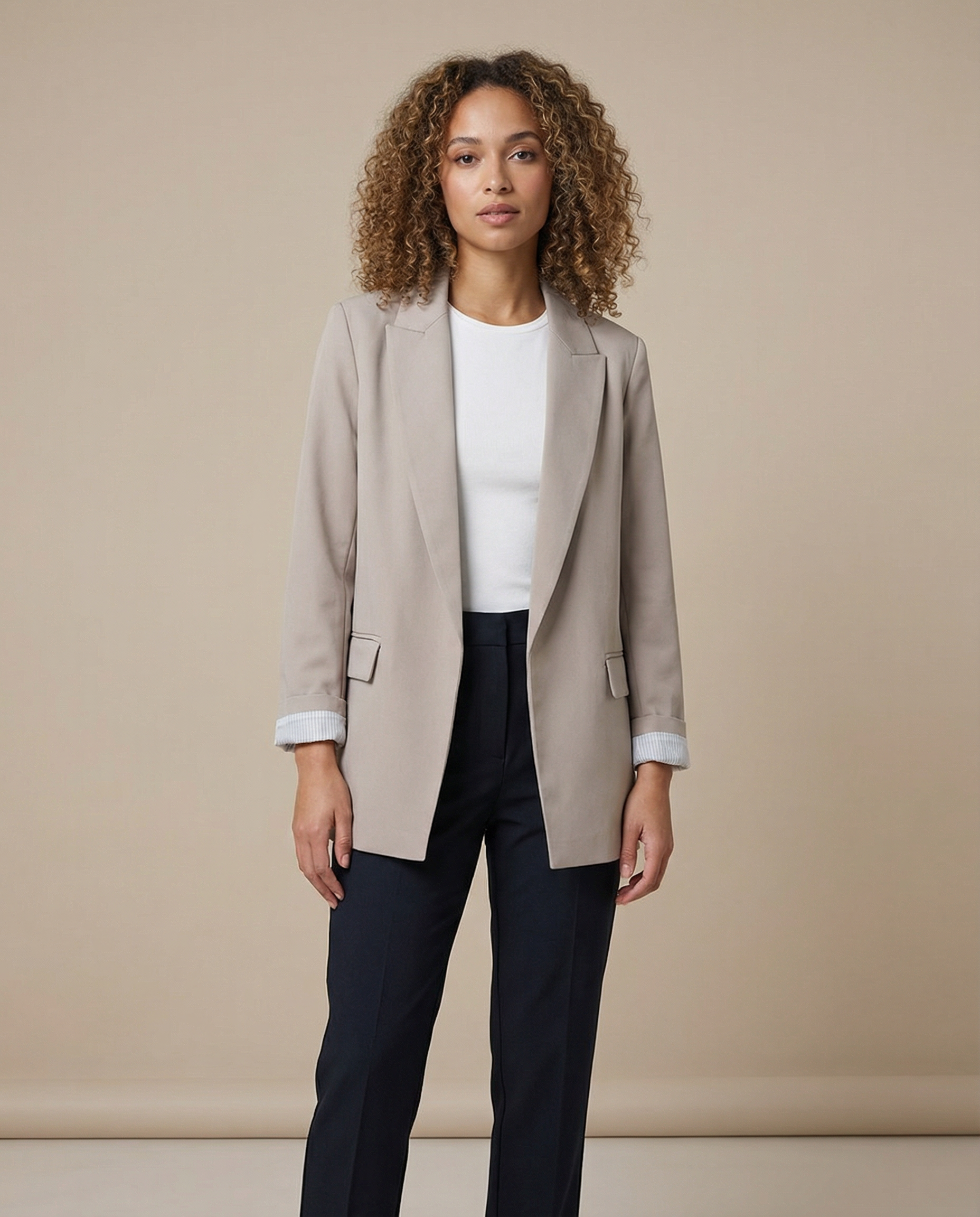 Charmchant Oversized Blazer – Chic Linen Layering Piece — back view