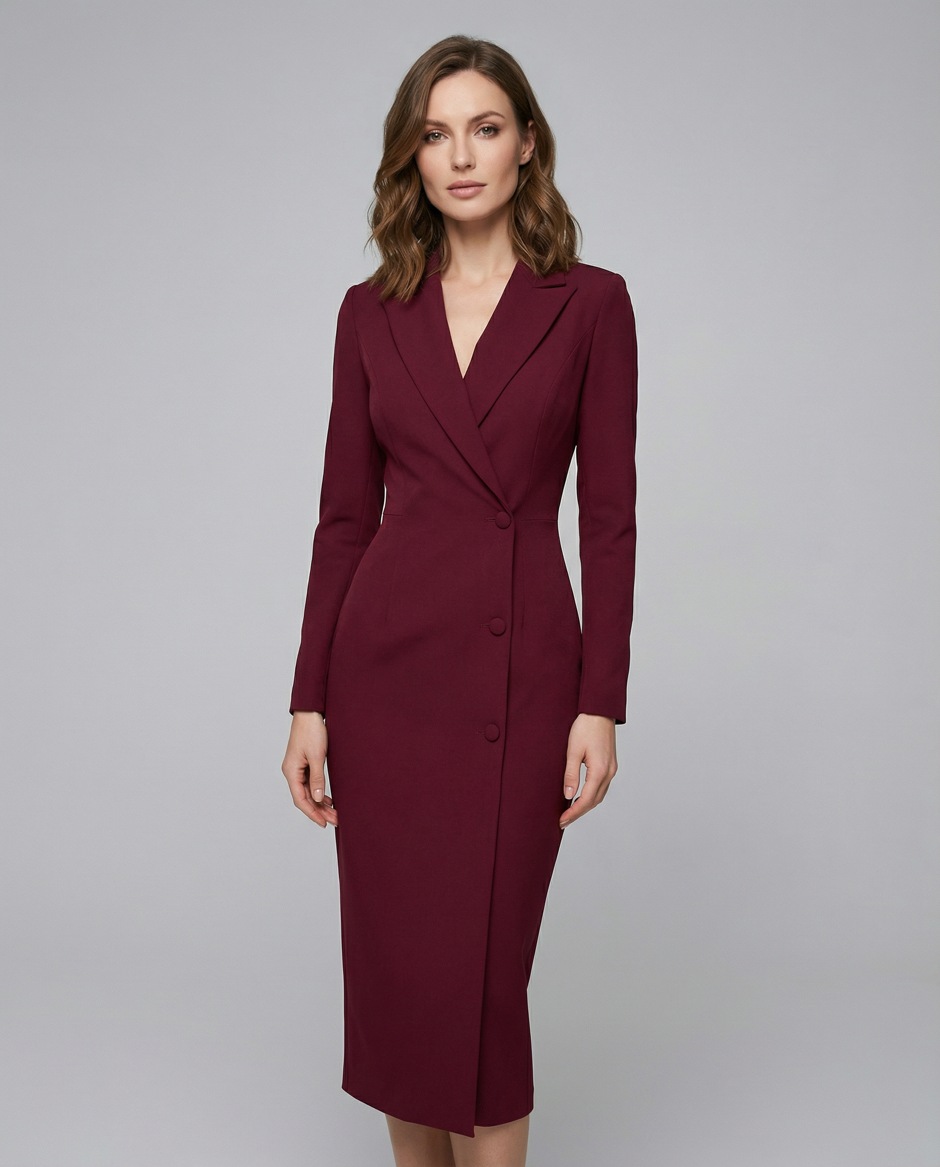 Chic Black Blazer Dress – Tailored Elegance for Office and Evening Events — detail view