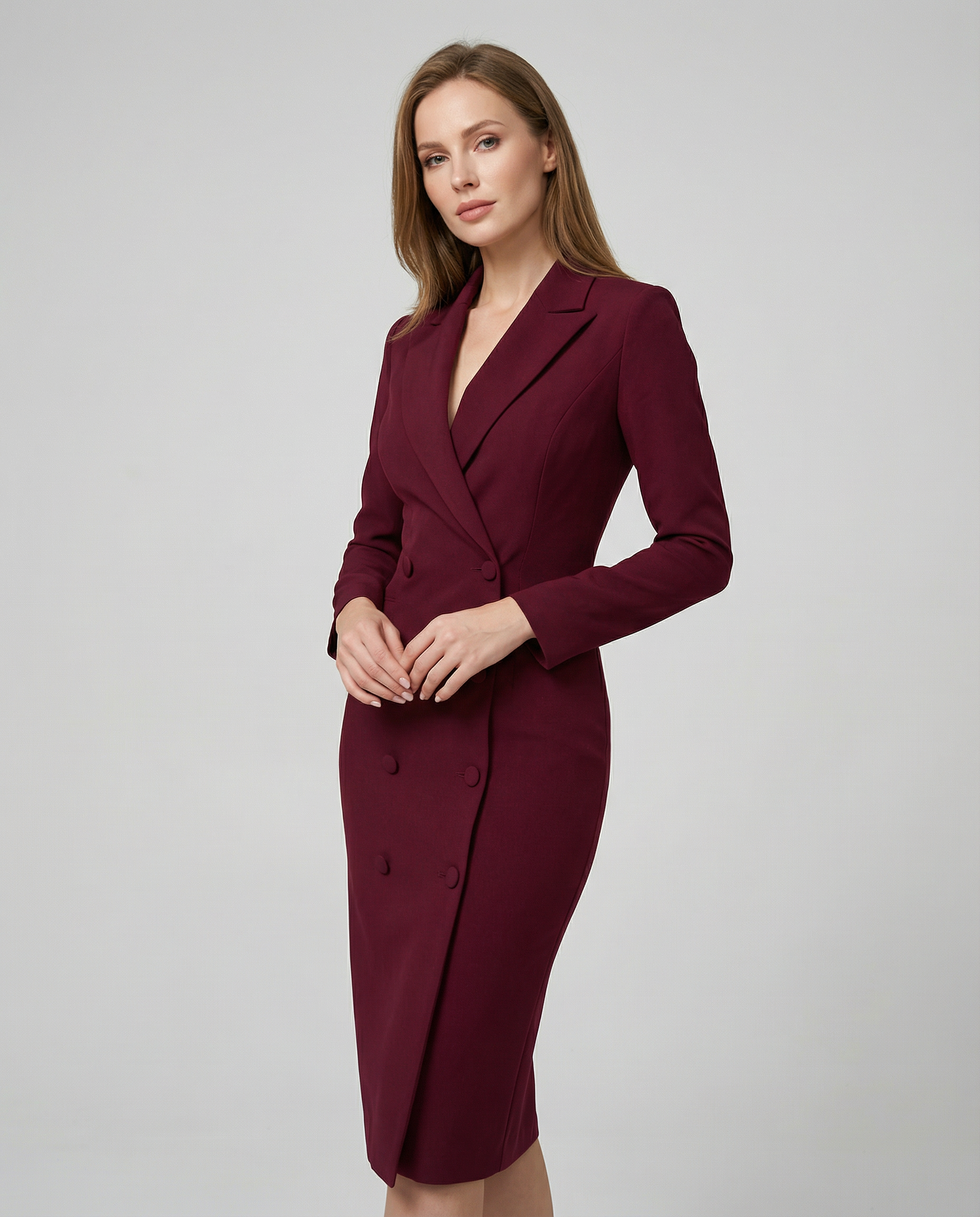 Chic Black Blazer Dress – Tailored Elegance for Office and Evening Events — side view