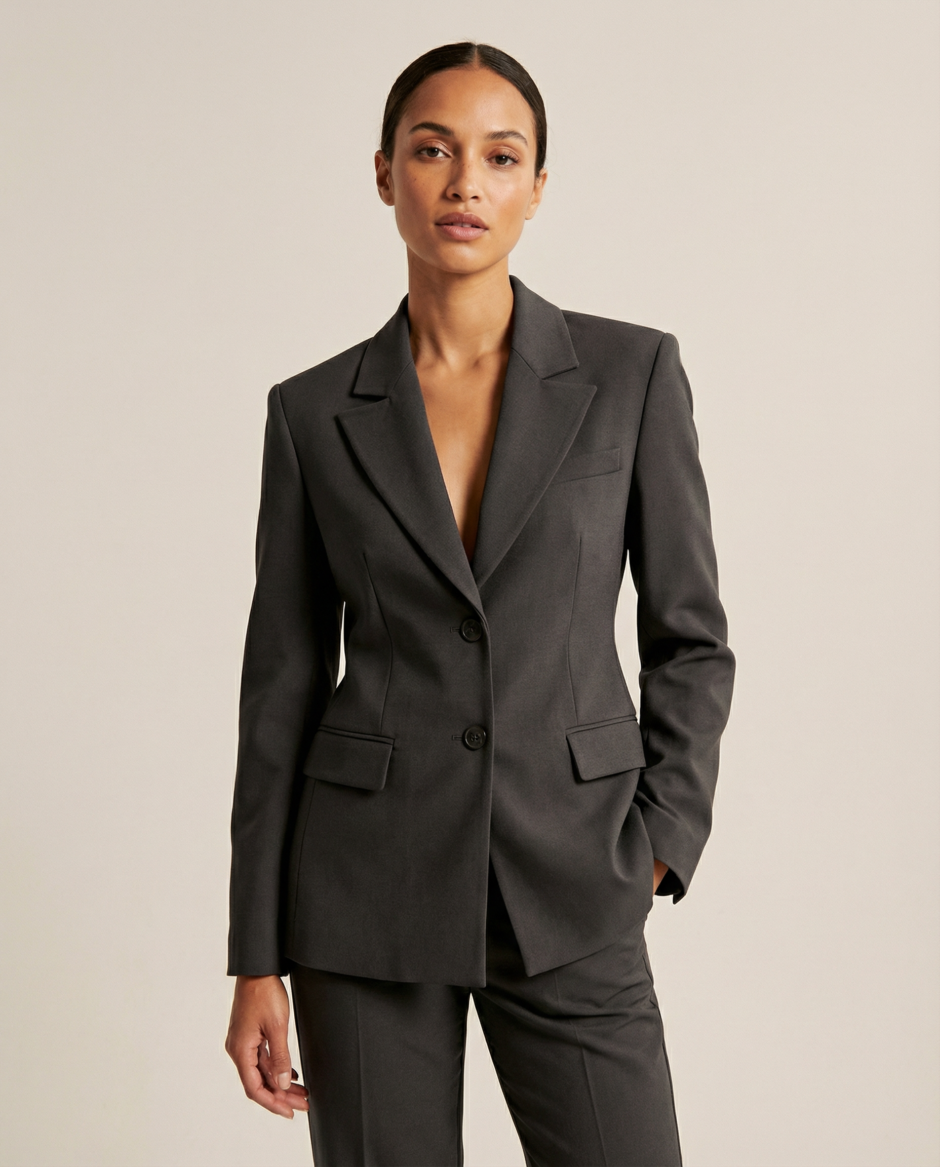 Chic Blazer Jacket – Elegant Notched Collar for All-Season Versatility — back view