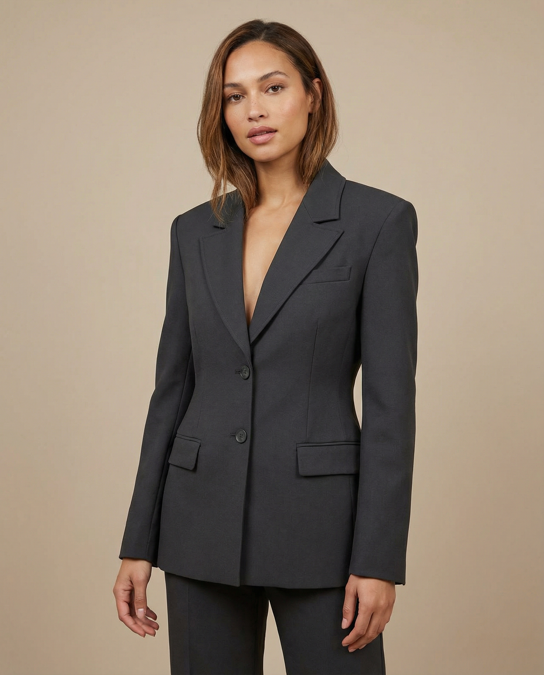 Chic Blazer Jacket – Elegant Notched Collar for All-Season Versatility — side view