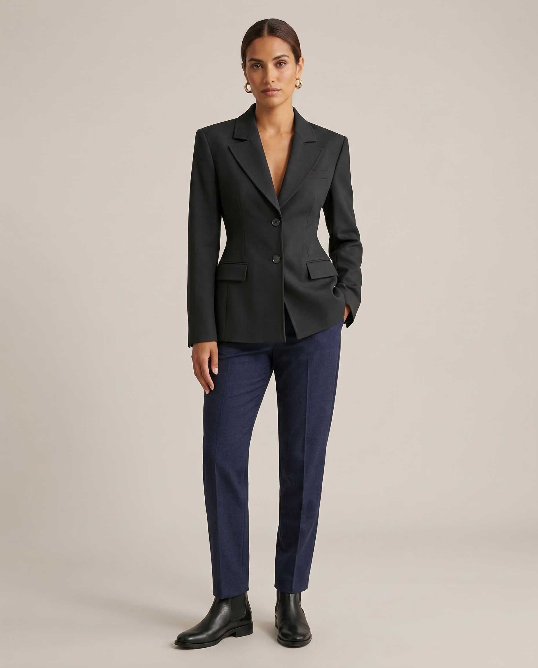 Chic Blazer Jacket – Elegant Notched Collar for All-Season Versatility