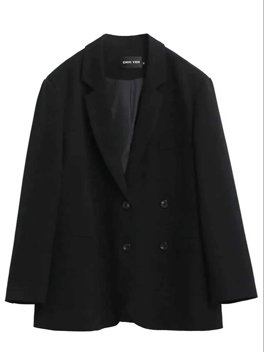 Chic Blazer – Sophisticated Solid Long Sleeve Office Coat — alternative angle