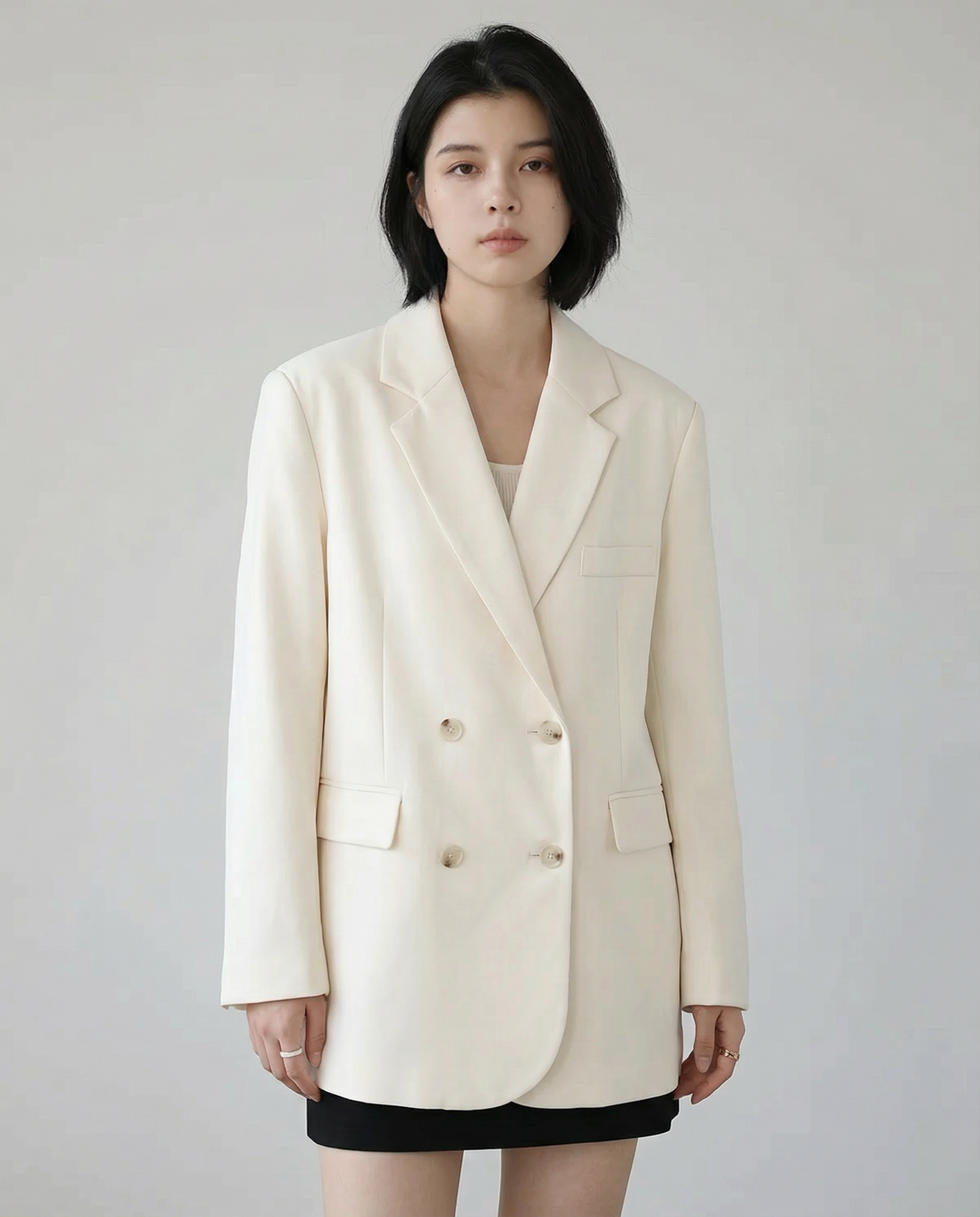 Chic Blazer – Sophisticated Solid Long Sleeve Office Coat — back view