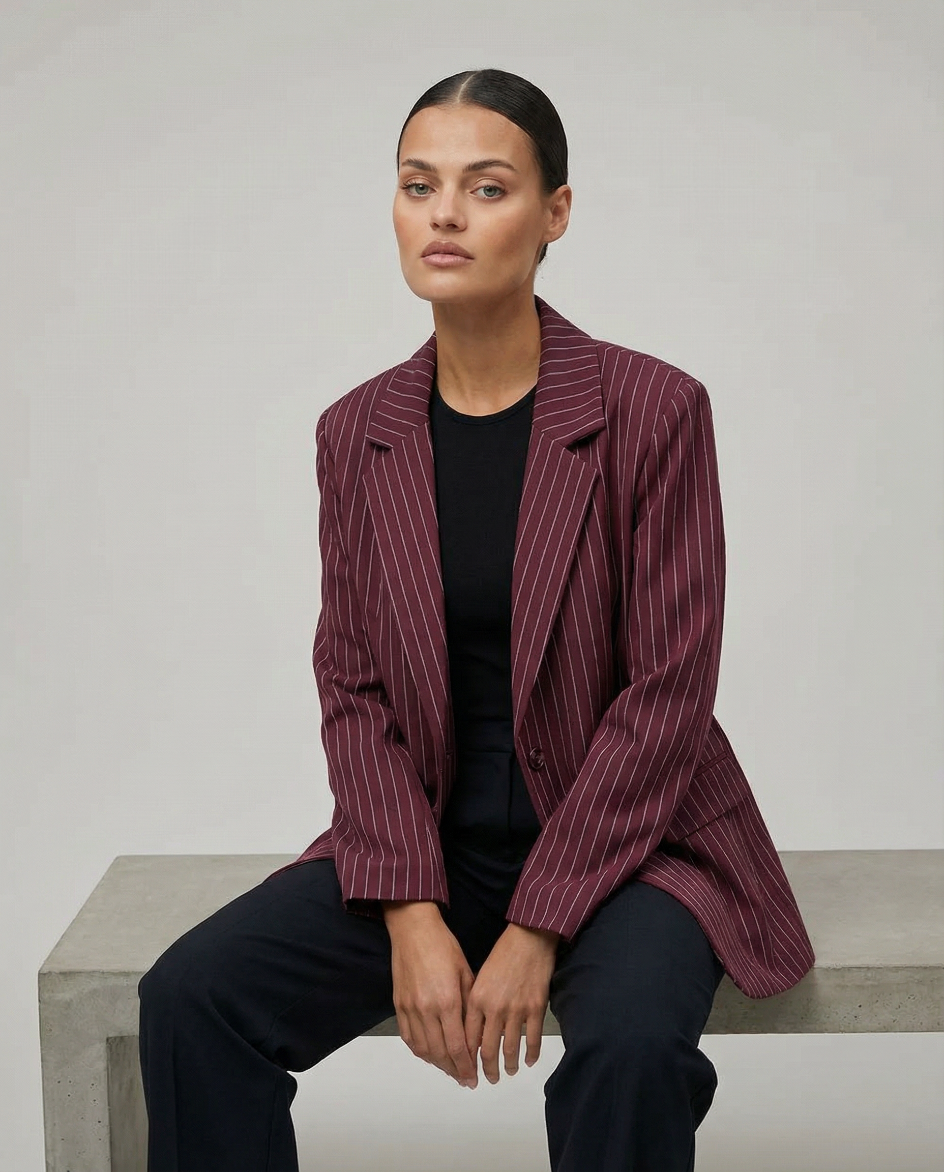 Chic Blazer – Stylish Long Sleeve Layering Piece for Casual Elegance — back view