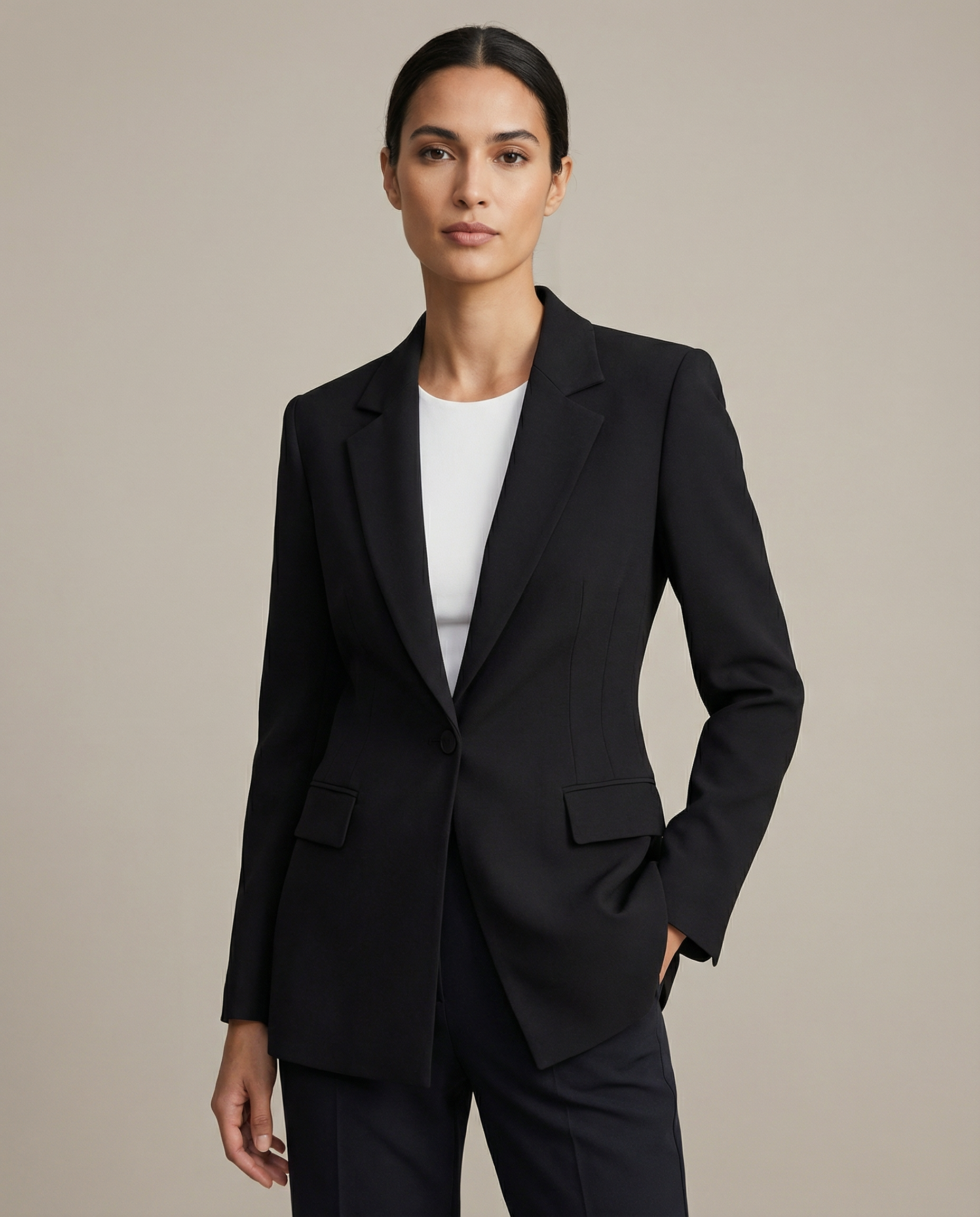 Chic Satin Jacket – Elegant Two-Color Design for Autumn Layering — back view