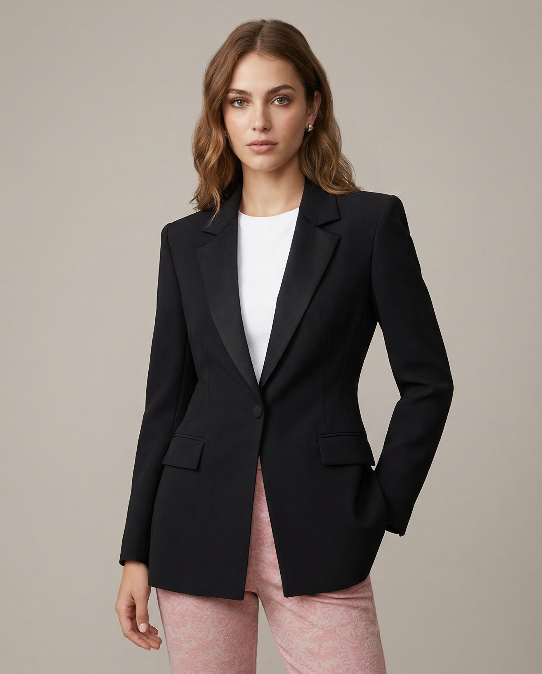 Chic Satin Jacket – Elegant Two-Color Design for Autumn Layering — side view