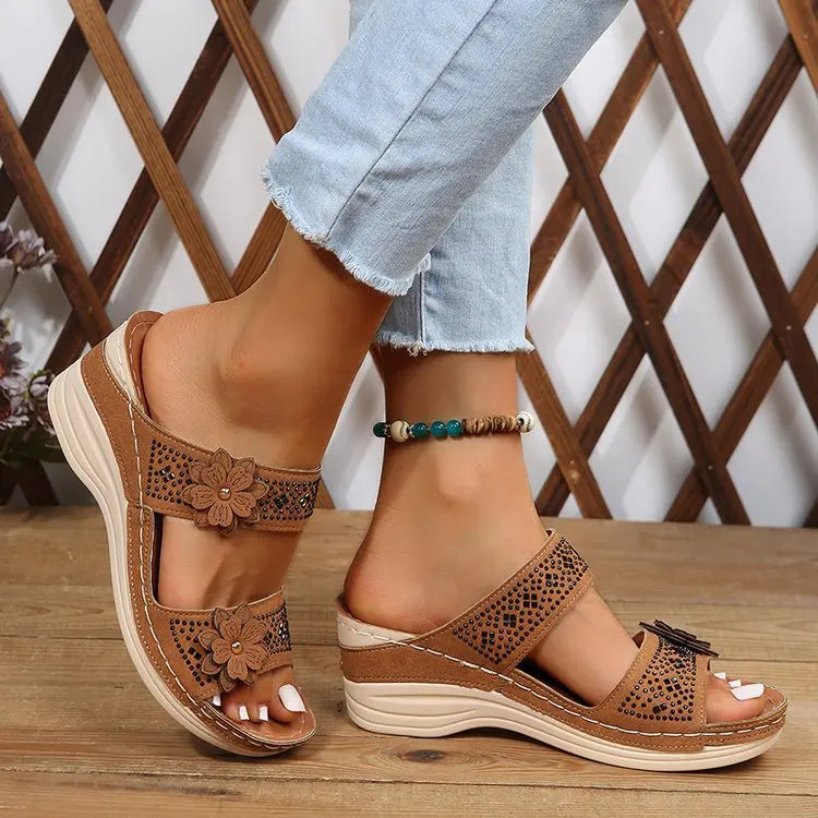 Chic Wedge Sandals for Women – Stylish Open Toe Design for All-Day Comfort — back view