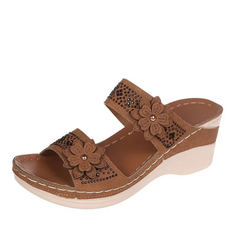 Chic Wedge Sandals for Women – Stylish Open Toe Design for All-Day Comfort — model wearing