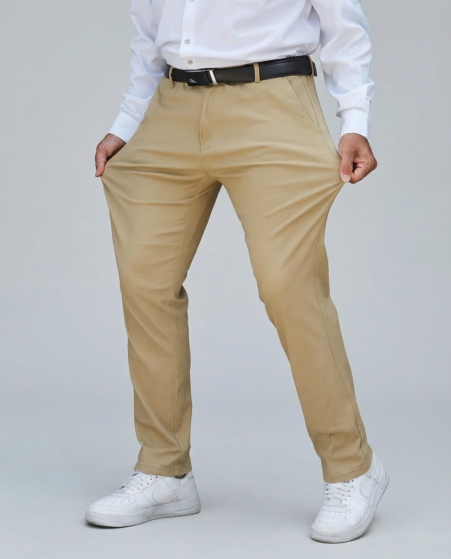 Comfort Fit Mens Casual Trousers – Stretchy Cotton Blend for Everyday Wear — side view