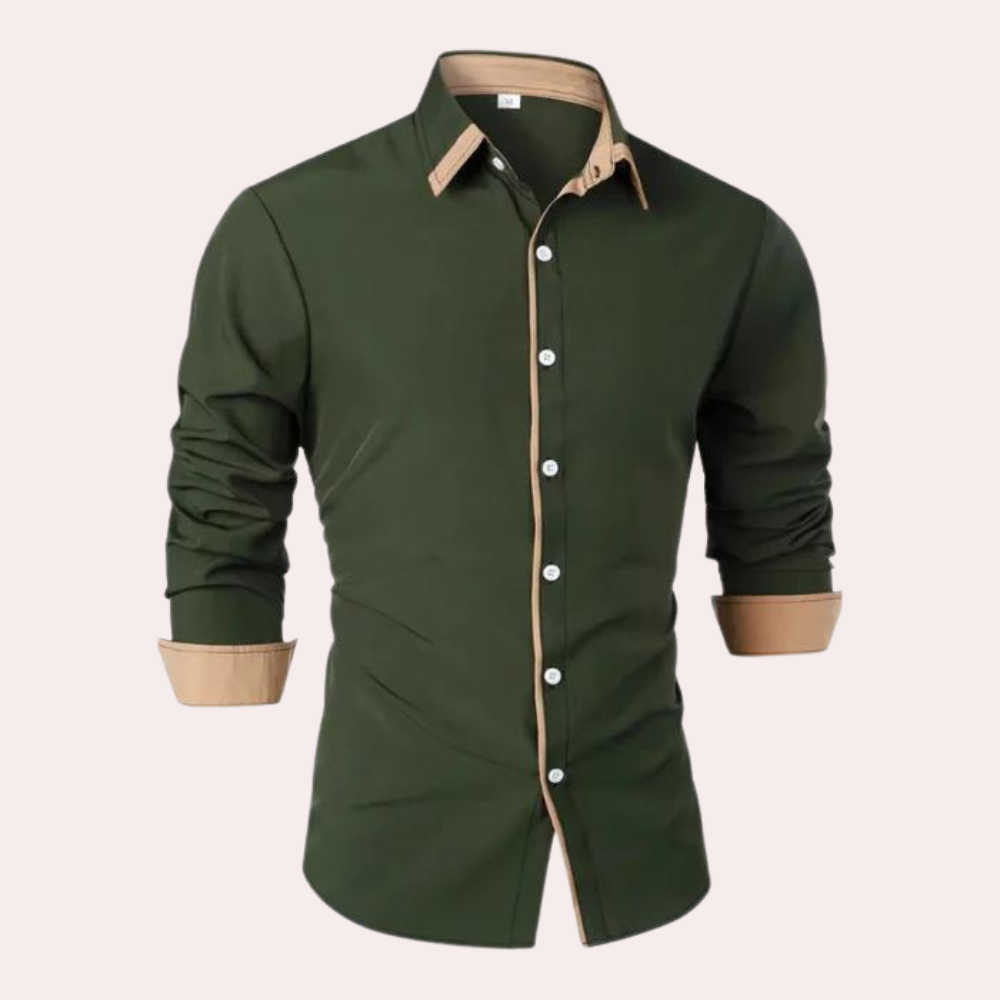 Contrast Collar and Cuff Long Sleeve Shirt — detail view