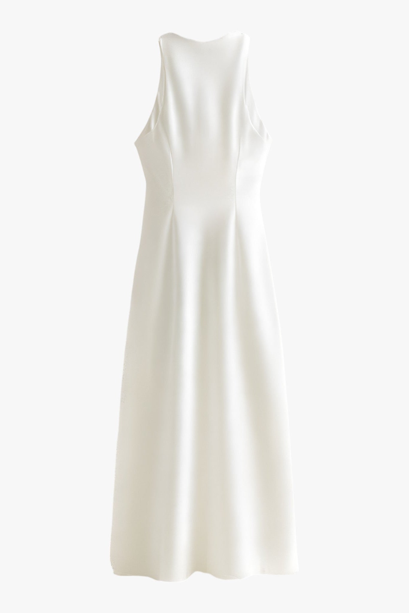 Cowl Neck Ruched Satin Midi Dress for Women — model wearing