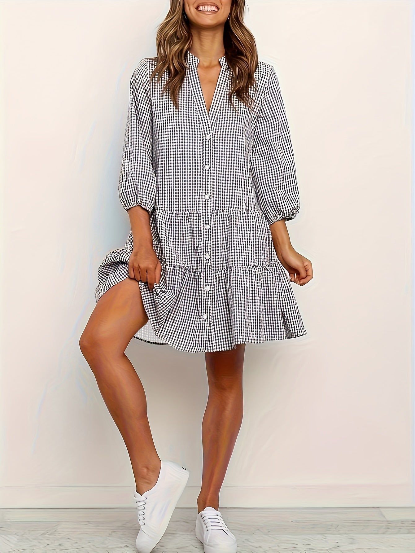 Crew Neck Sleeveless Striped Midi Dress for Casual Days — back view