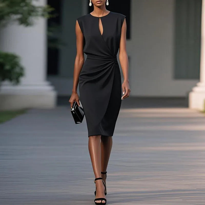 Elegant Retro Dress – Stylish Sleeveless High Waist for Summer Parties — alternative angle
