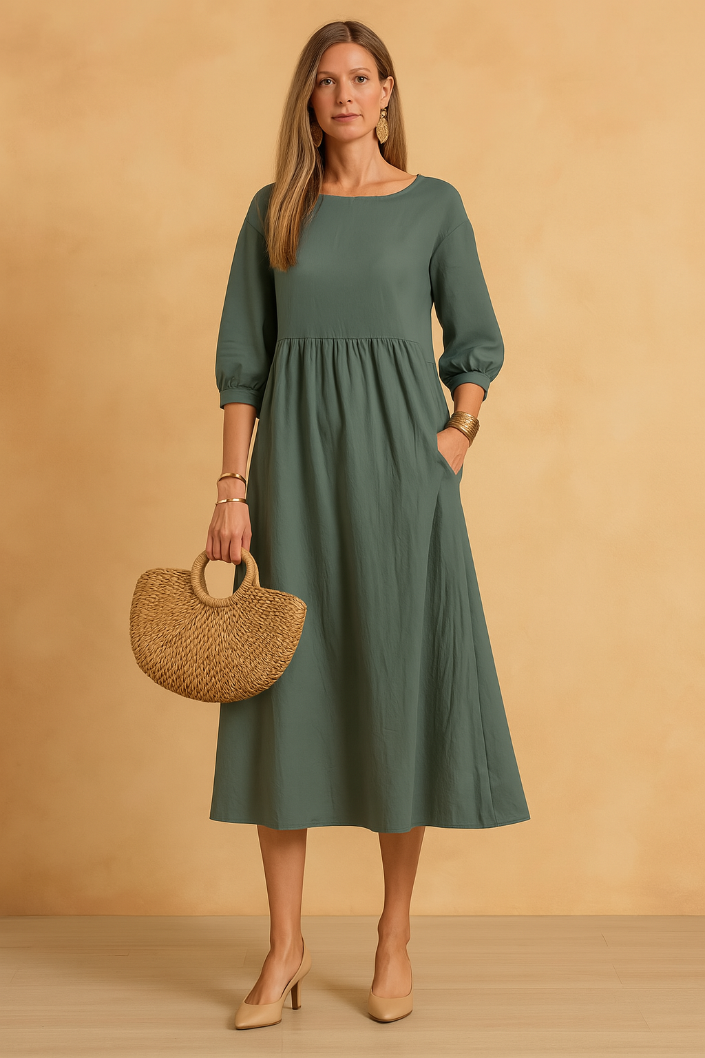 Elegant V-Neck Sleeveless Tiered Midi Summer Dress