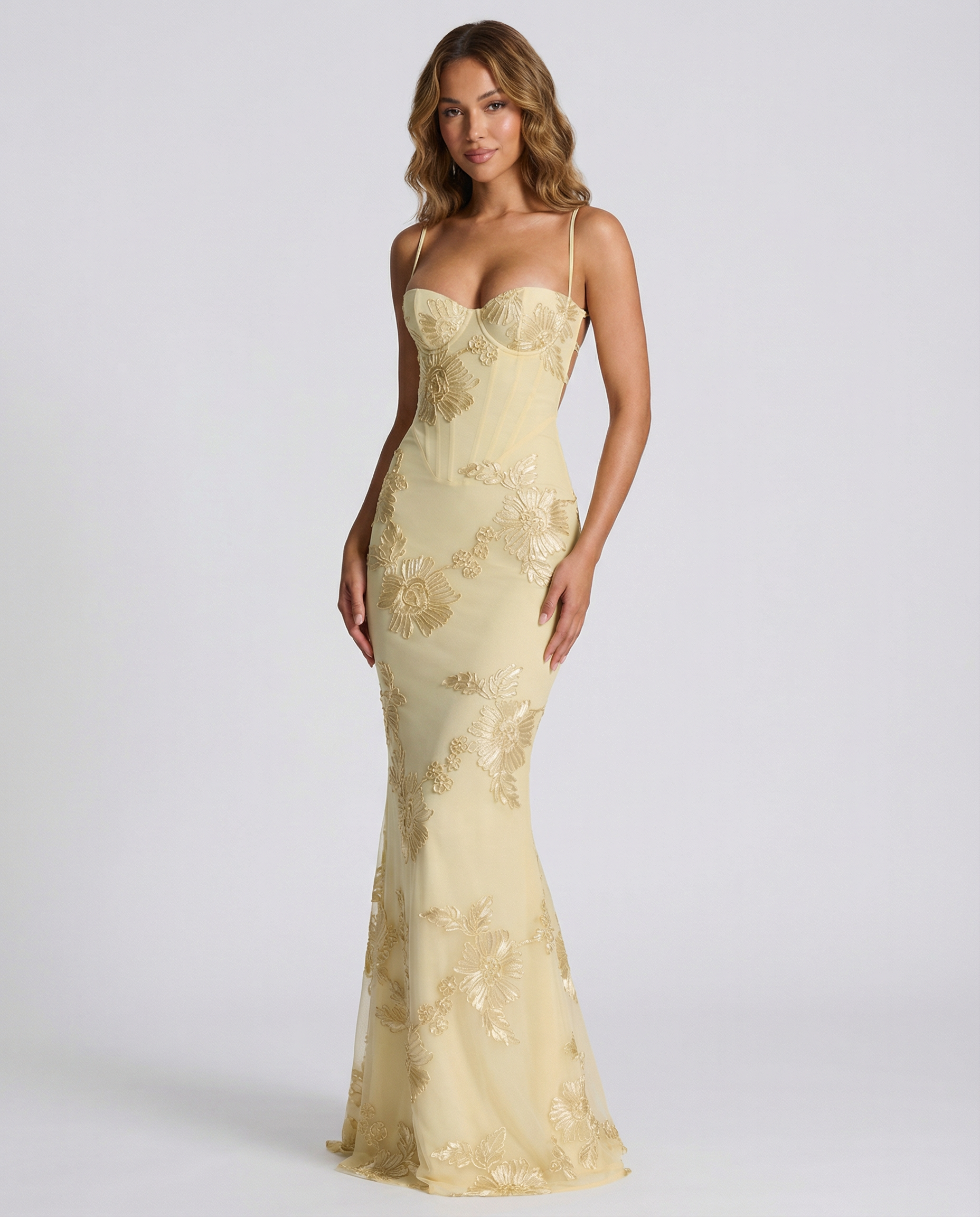 Floral Evening Dress – Elegant Backless Design for Wedding Guest or Special Occasions — detail view