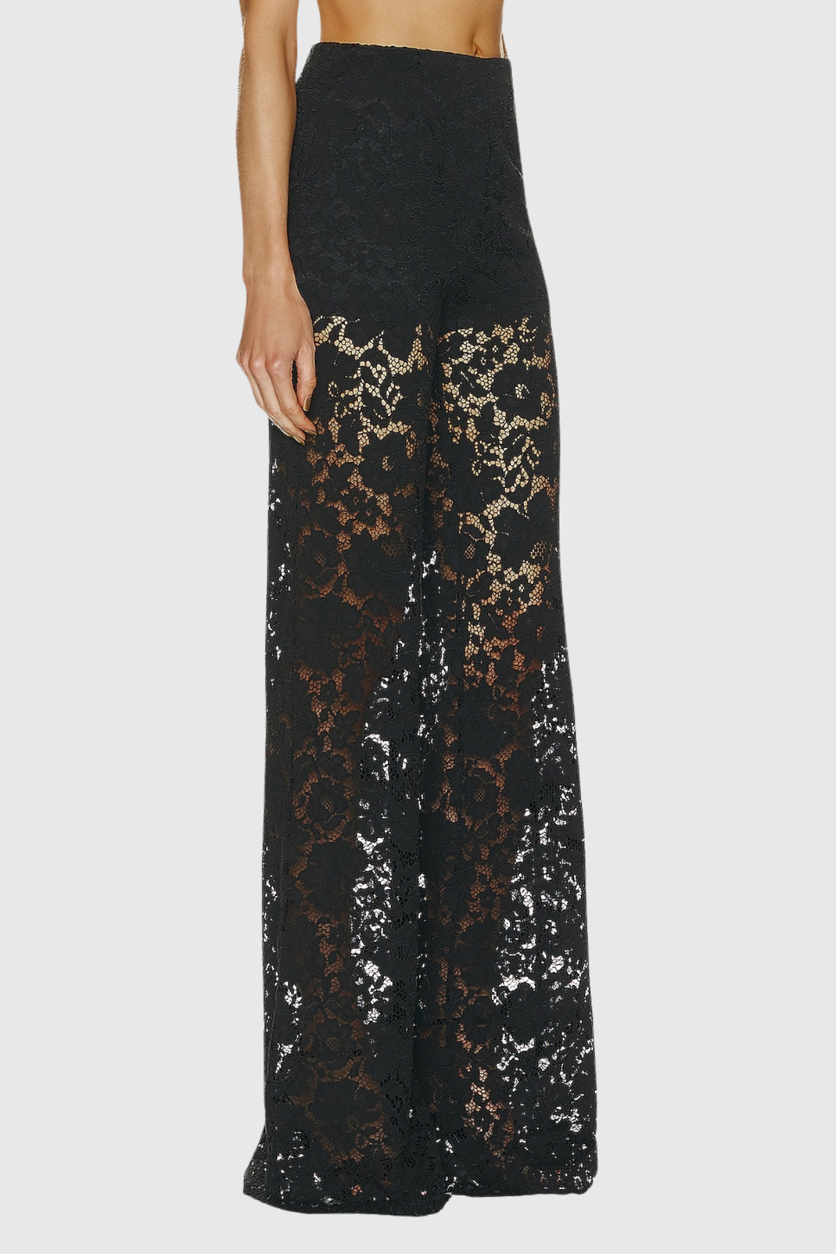 Floral Lace Tailored Blazer and Wide Leg Trousers Two-Piece Set