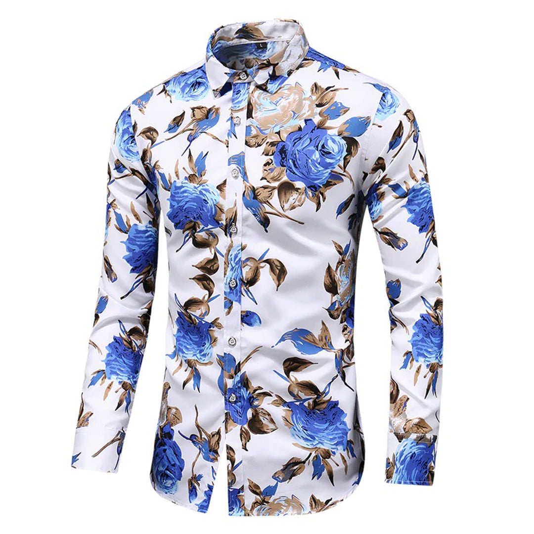 Floral Long Sleeve Stylish Shirt for Men — close-up