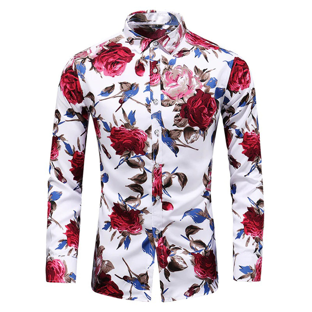 Floral Long Sleeve Stylish Shirt for Men — detail view