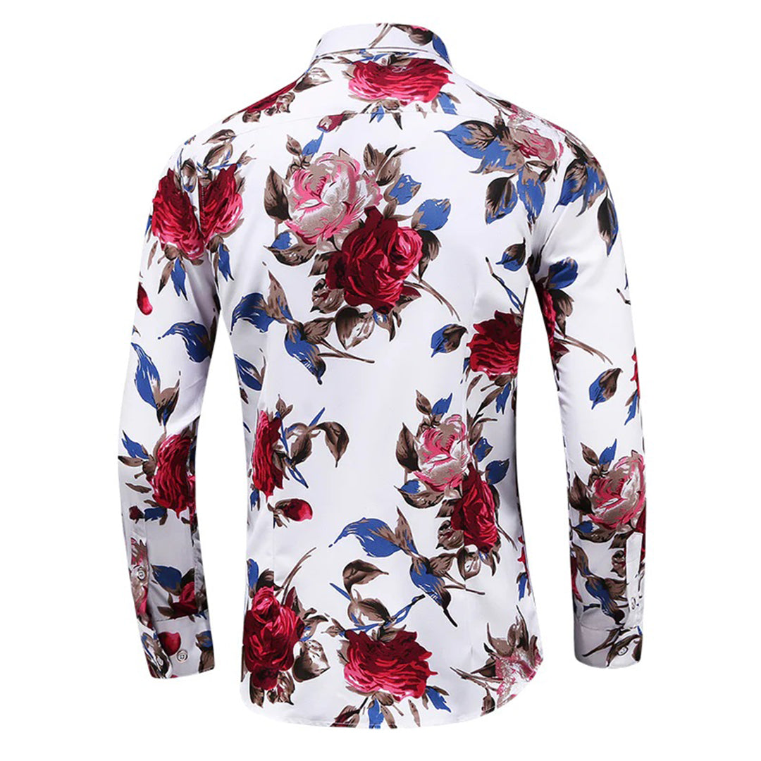 Floral Long Sleeve Stylish Shirt for Men — model wearing
