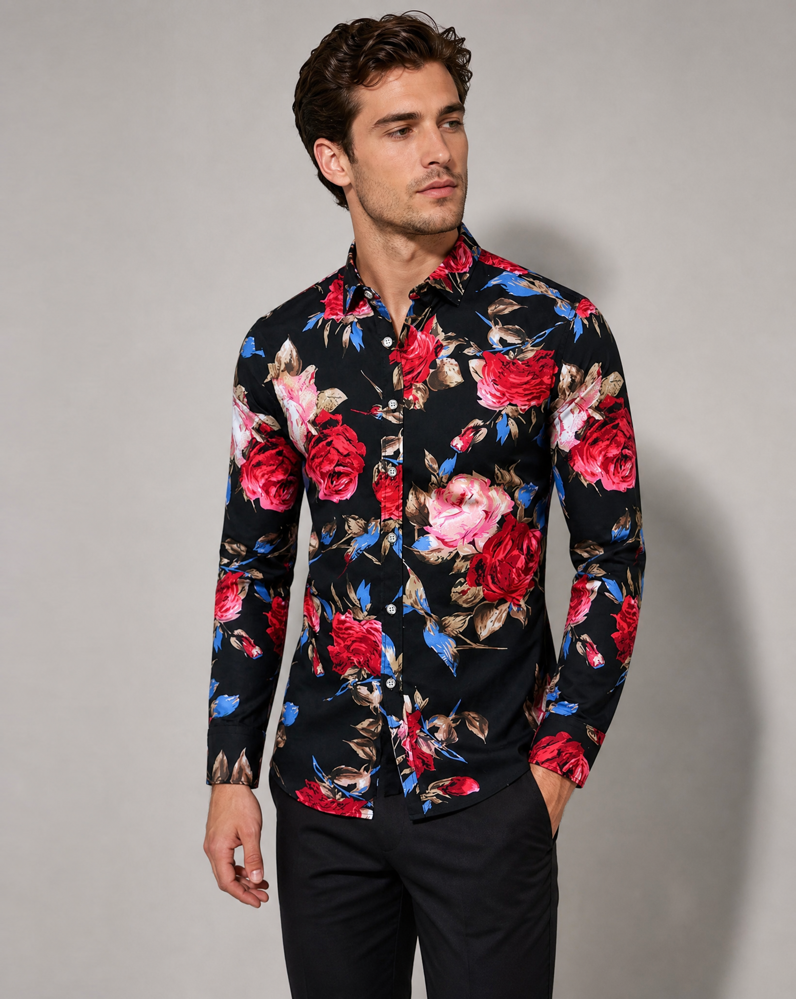 Floral Long Sleeve Stylish Shirt for Men