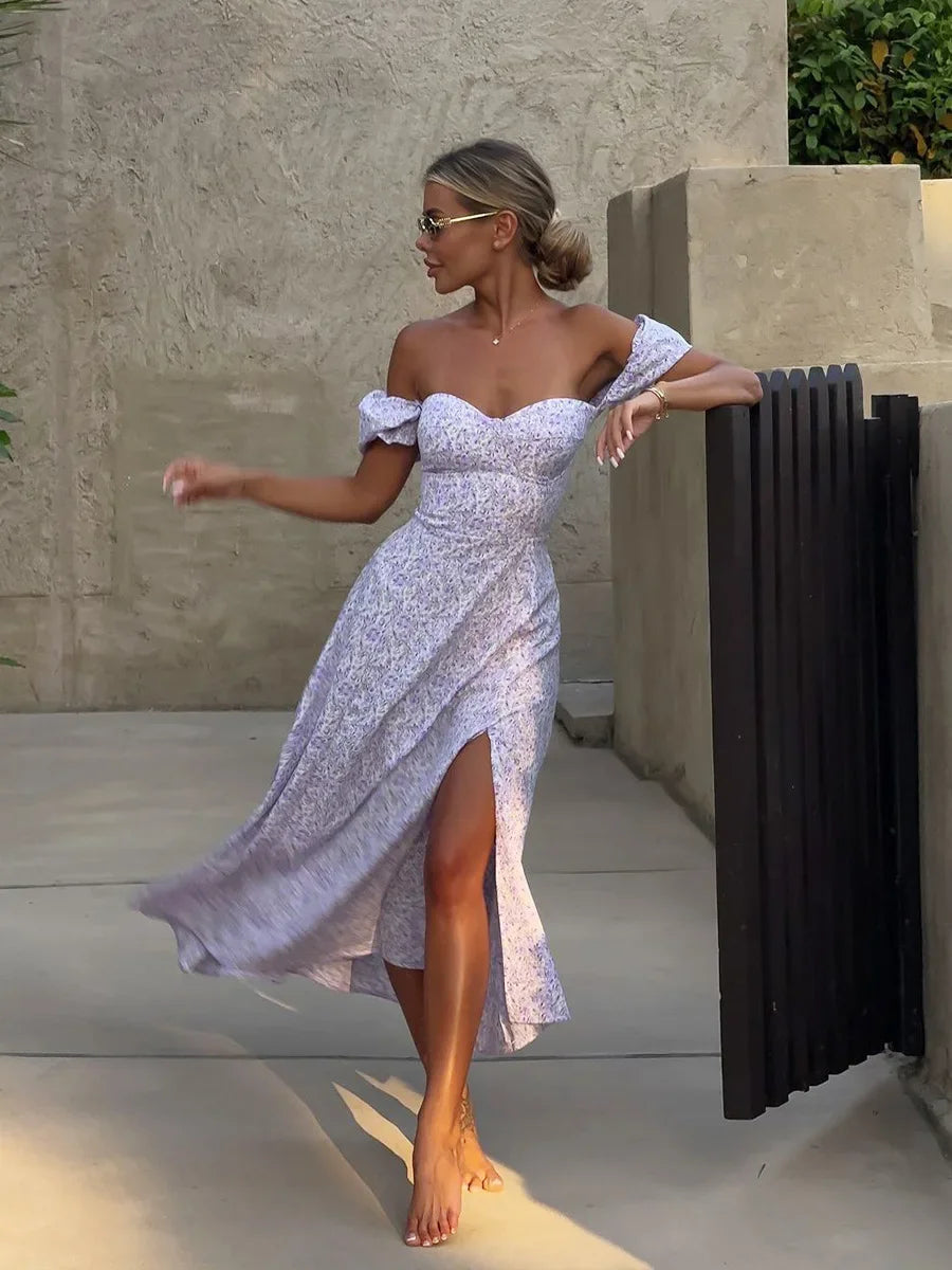 Floral Off Shoulder Dress – Stylish Summer Evening Outfit — fit overview