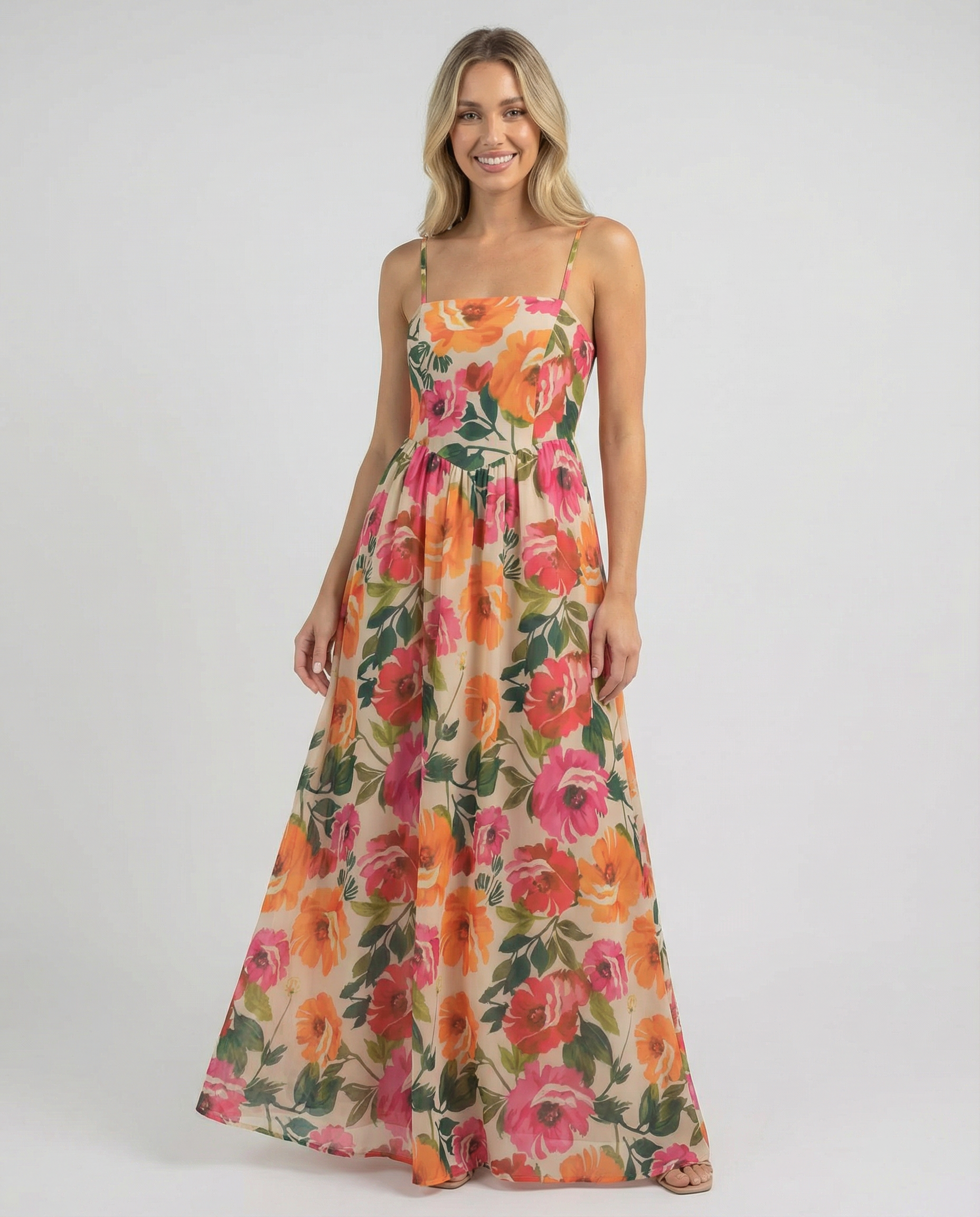 Floral Print A-Line Dress – Chic Spaghetti Strap Summer Outfit