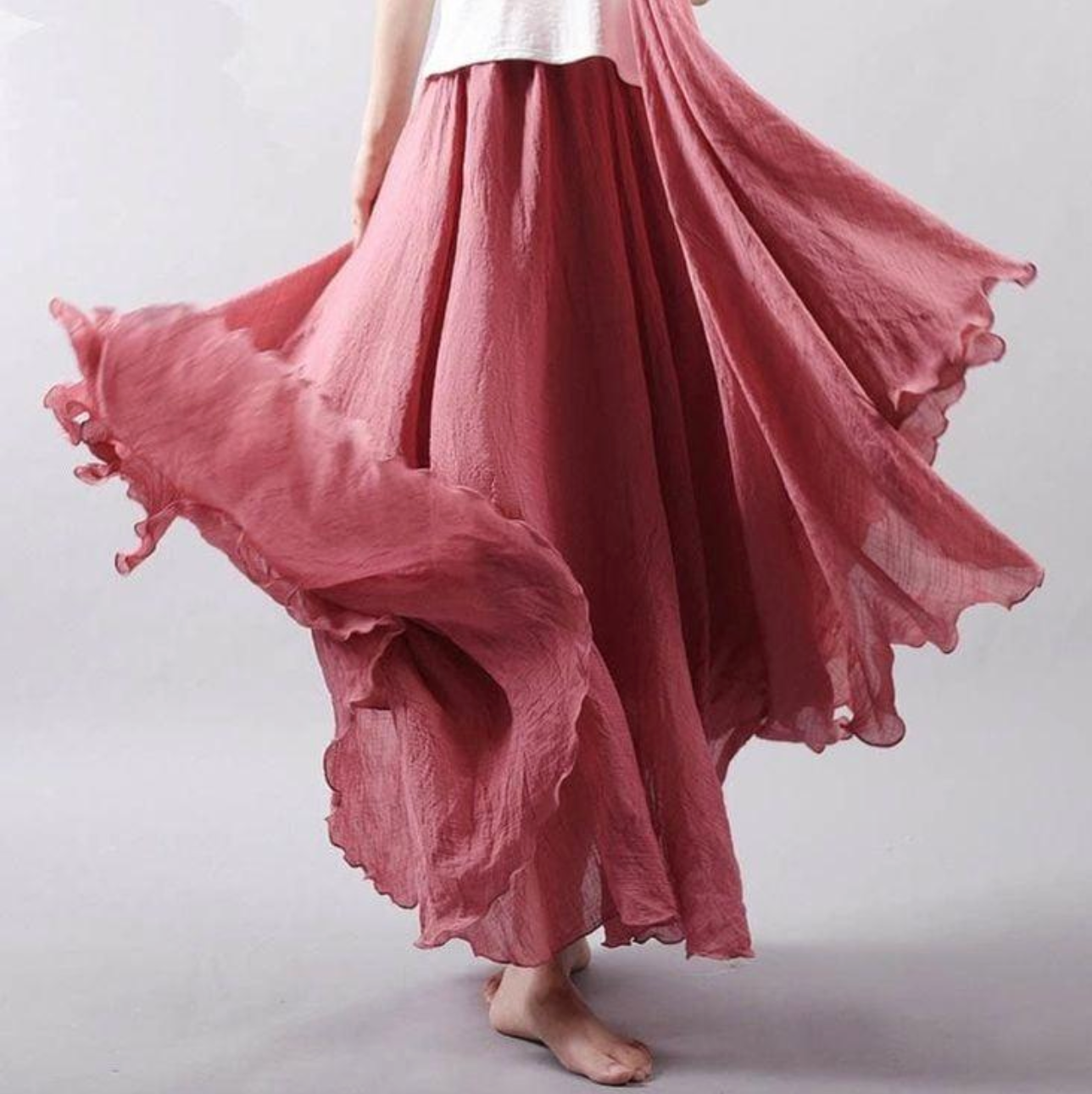 Flowy Chiffon High-Waist Summer Maxi Skirt — back view