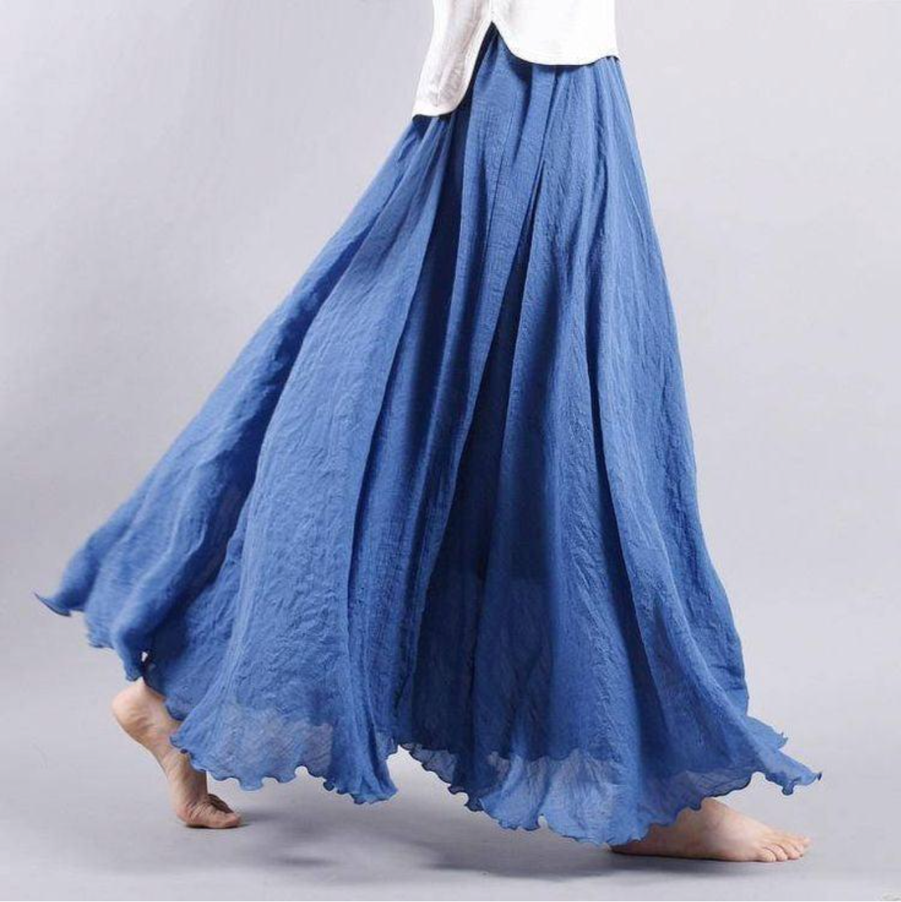 Flowy Chiffon High-Waist Summer Maxi Skirt — close-up
