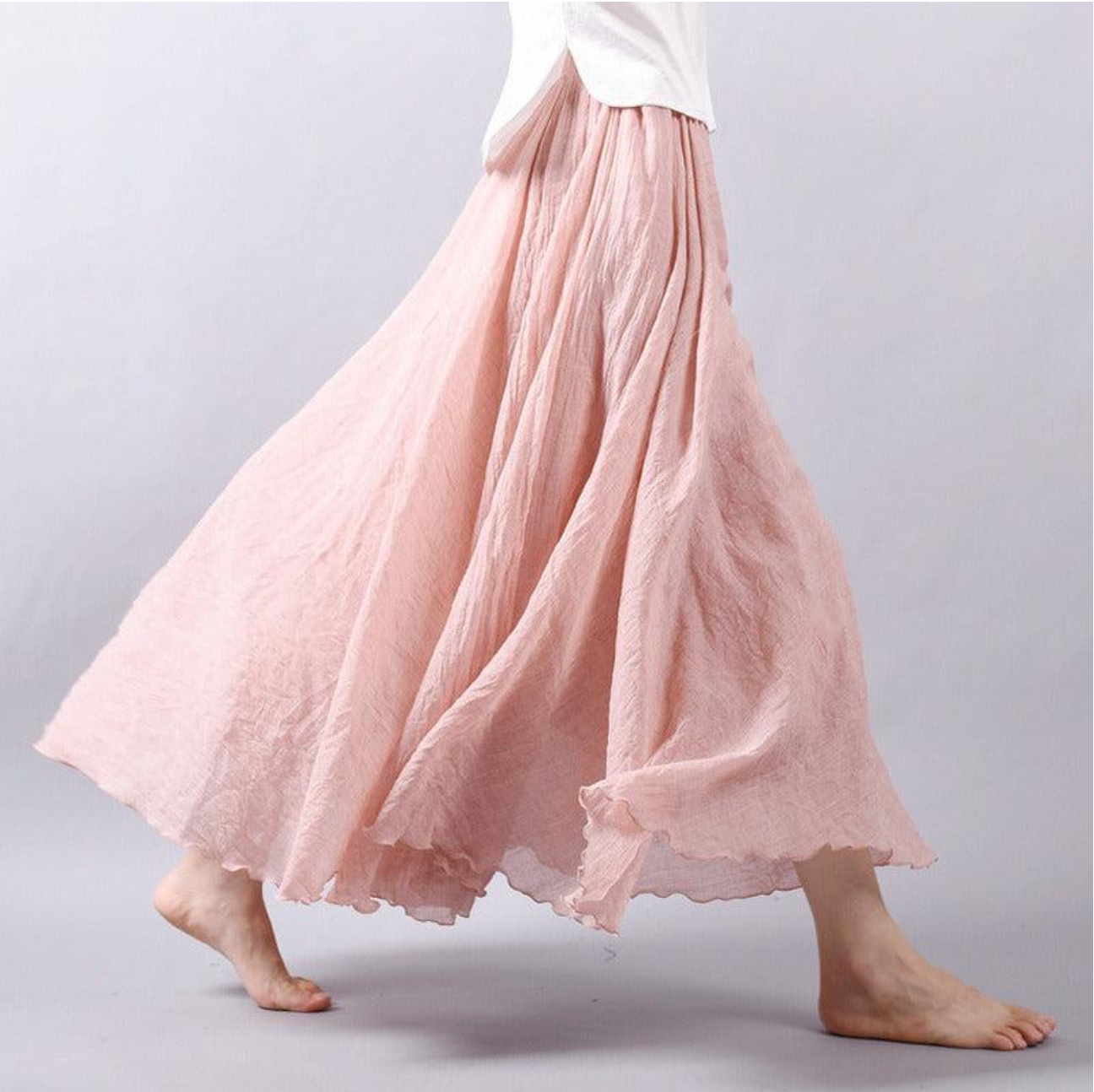 Flowy Chiffon High-Waist Summer Maxi Skirt — detail view