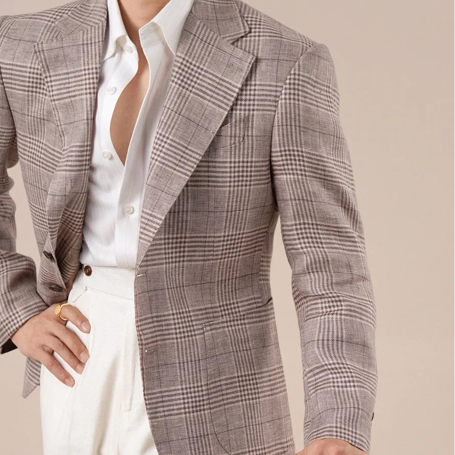 Gentleman's Prince Check Blazer – Stylish Business Casual for Year-Round Comfort — back view