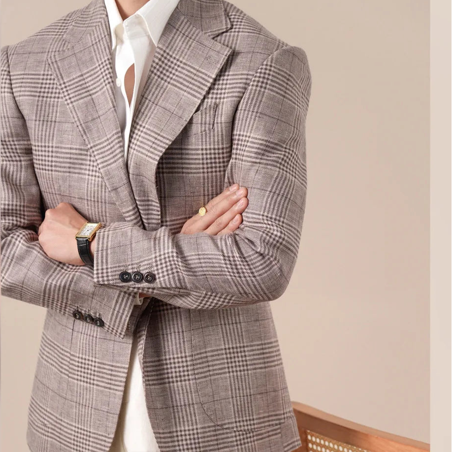Gentleman's Prince Check Blazer – Stylish Business Casual for Year-Round Comfort — side view