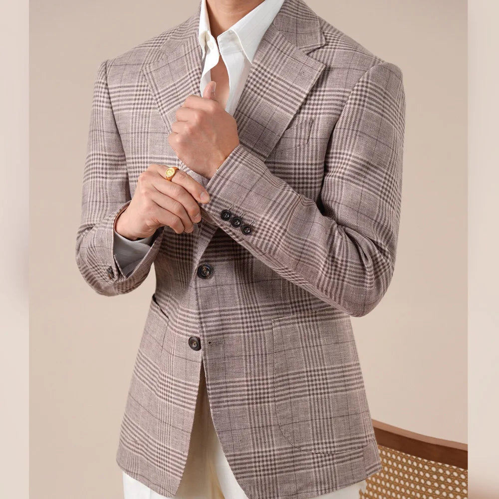 Gentleman's Prince Check Blazer – Stylish Business Casual for Year-Round Comfort