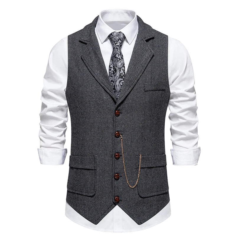 Gentleman's Retro Vest – Stylish Herringbone Design for Casual Events