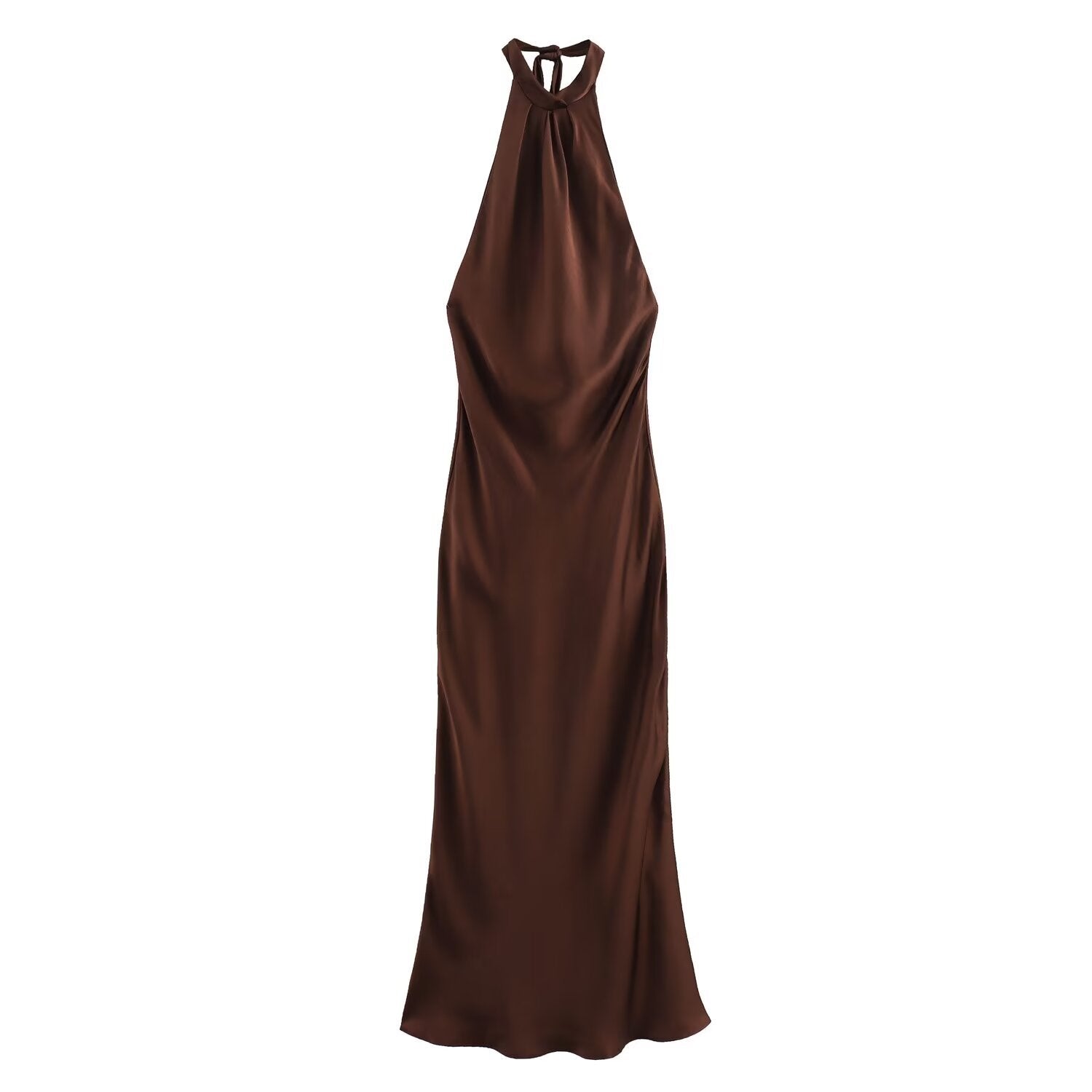 Halter Neck Velvet Maxi Cocktail Dress for Evening Occasions — back view