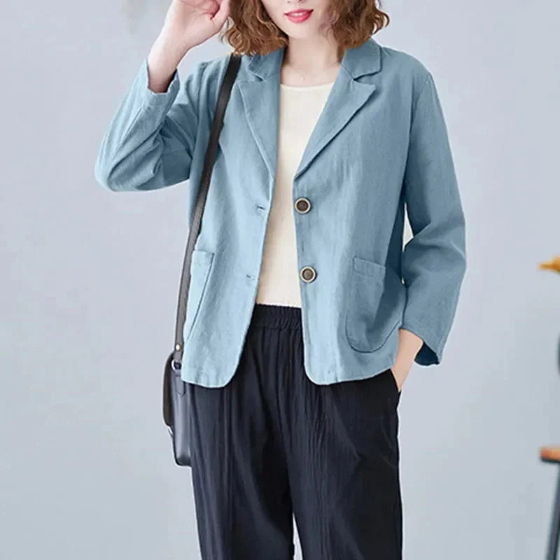 Korean Blazer Jacket – Lightweight Loose Fit for Versatile Styling — close-up