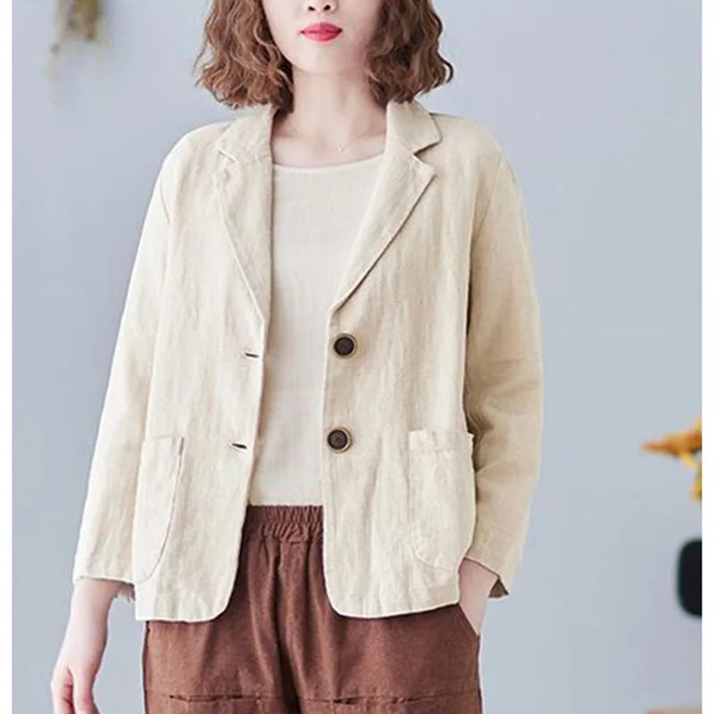 Korean Blazer Jacket – Lightweight Loose Fit for Versatile Styling — model wearing