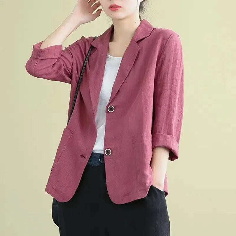 Korean Blazer Jacket – Lightweight Loose Fit for Versatile Styling — styling detail