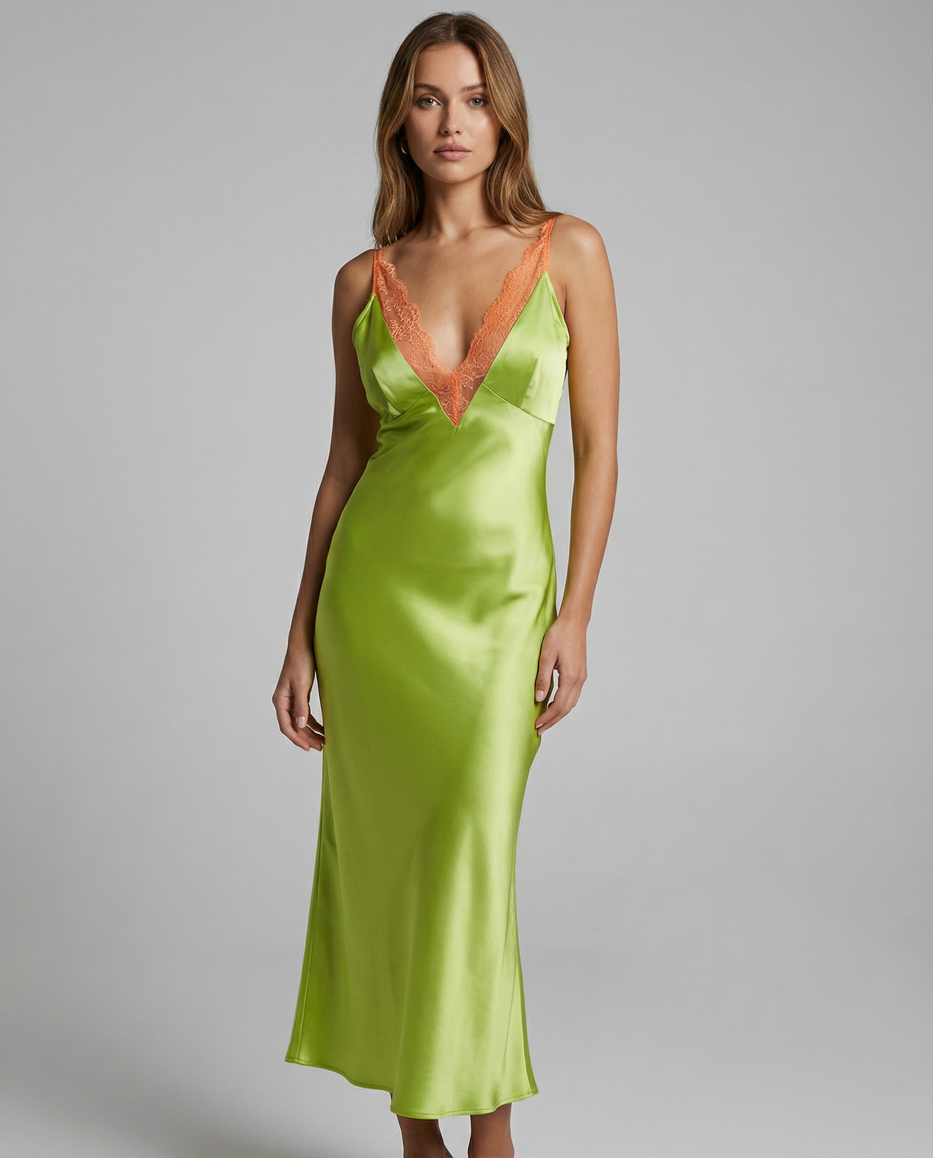 Lace Maxi Dress – Elegant V-Neck Backless Long Dress for Women — back view
