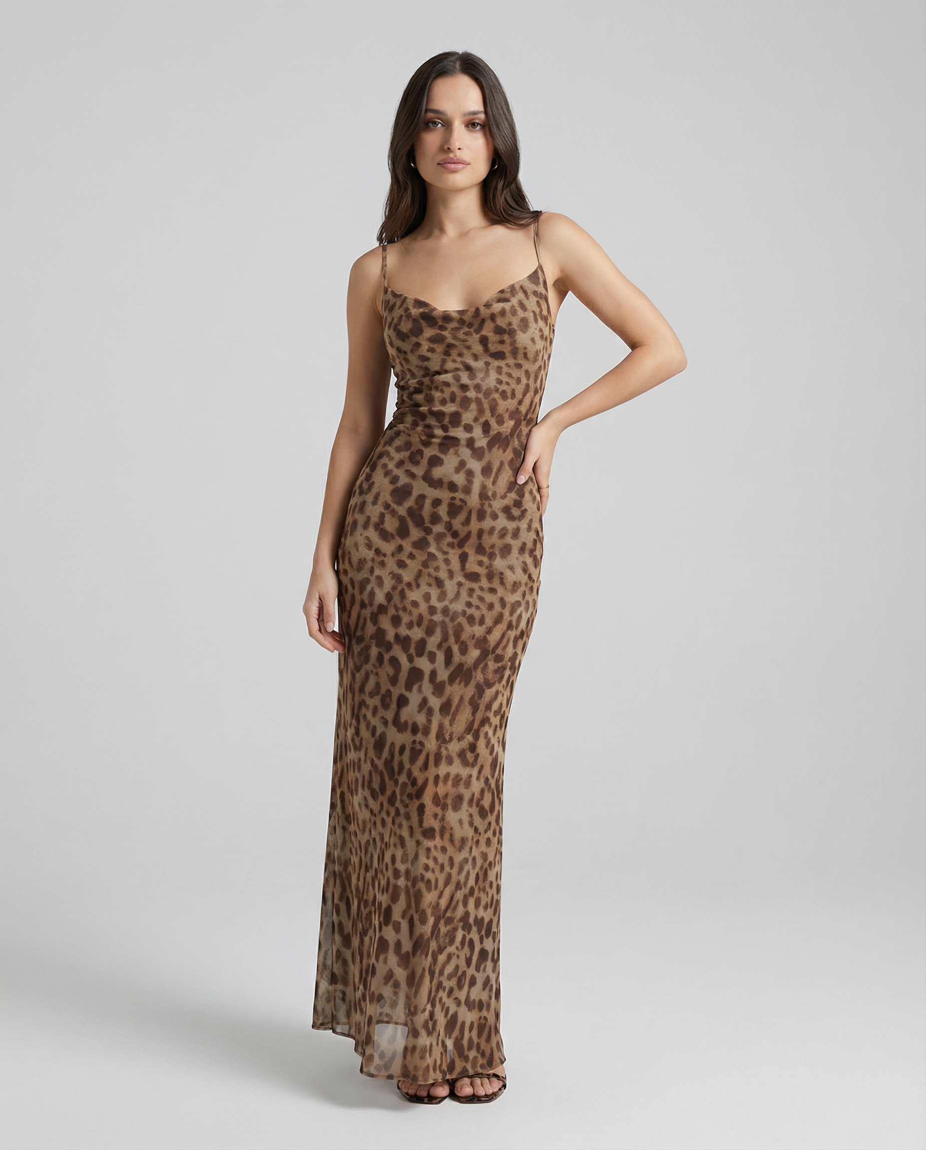 Leopard Print Swing Dress – Playful Ruffled Summer Party Outfit — back view